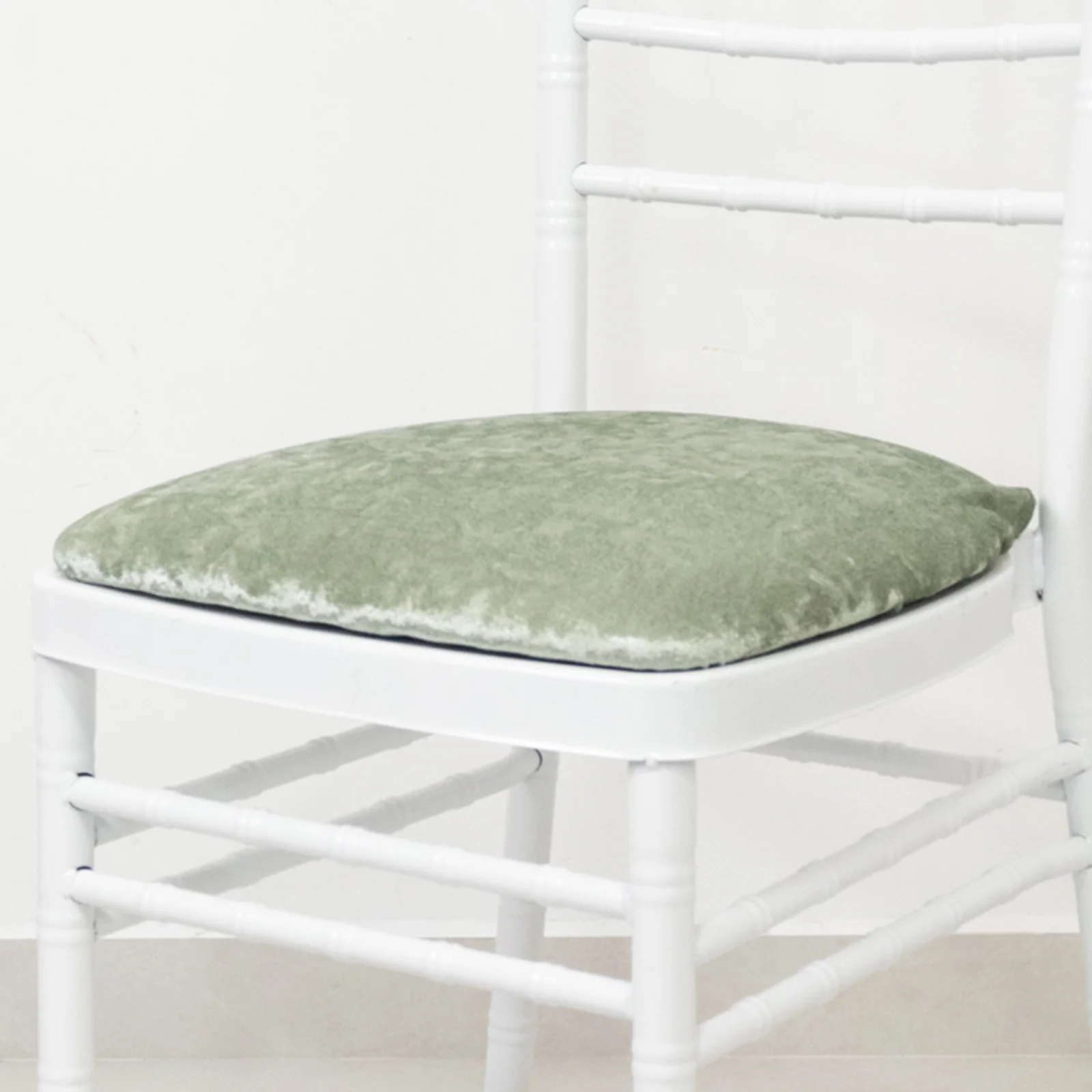 5 Pack Crushed Velvet Chiavari Chair Seat Pad Covers – Sage Green Stretch Cushion Slipcovers for Dining Chairs, Washable & Reusable