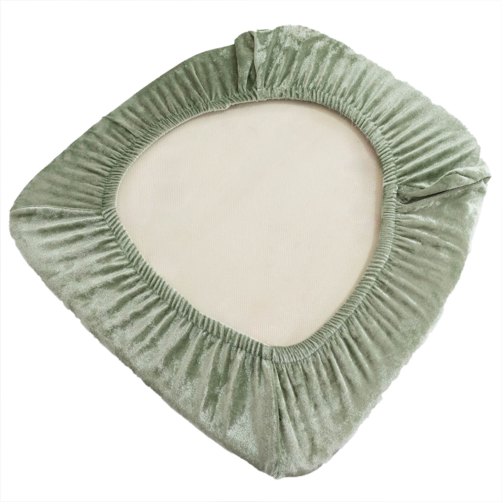 5 Pack Crushed Velvet Chiavari Chair Seat Pad Covers – Sage Green Stretch Cushion Slipcovers for Dining Chairs, Washable & Reusable - Image 6