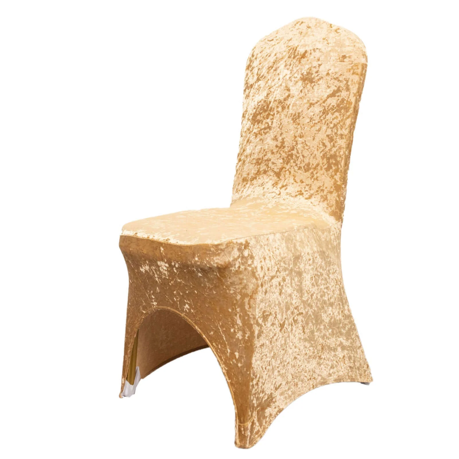 Crushed Velvet Spandex Stretch Banquet Chair Cover 190GSM Champagne - Fitted with Foot Pockets - Image 8