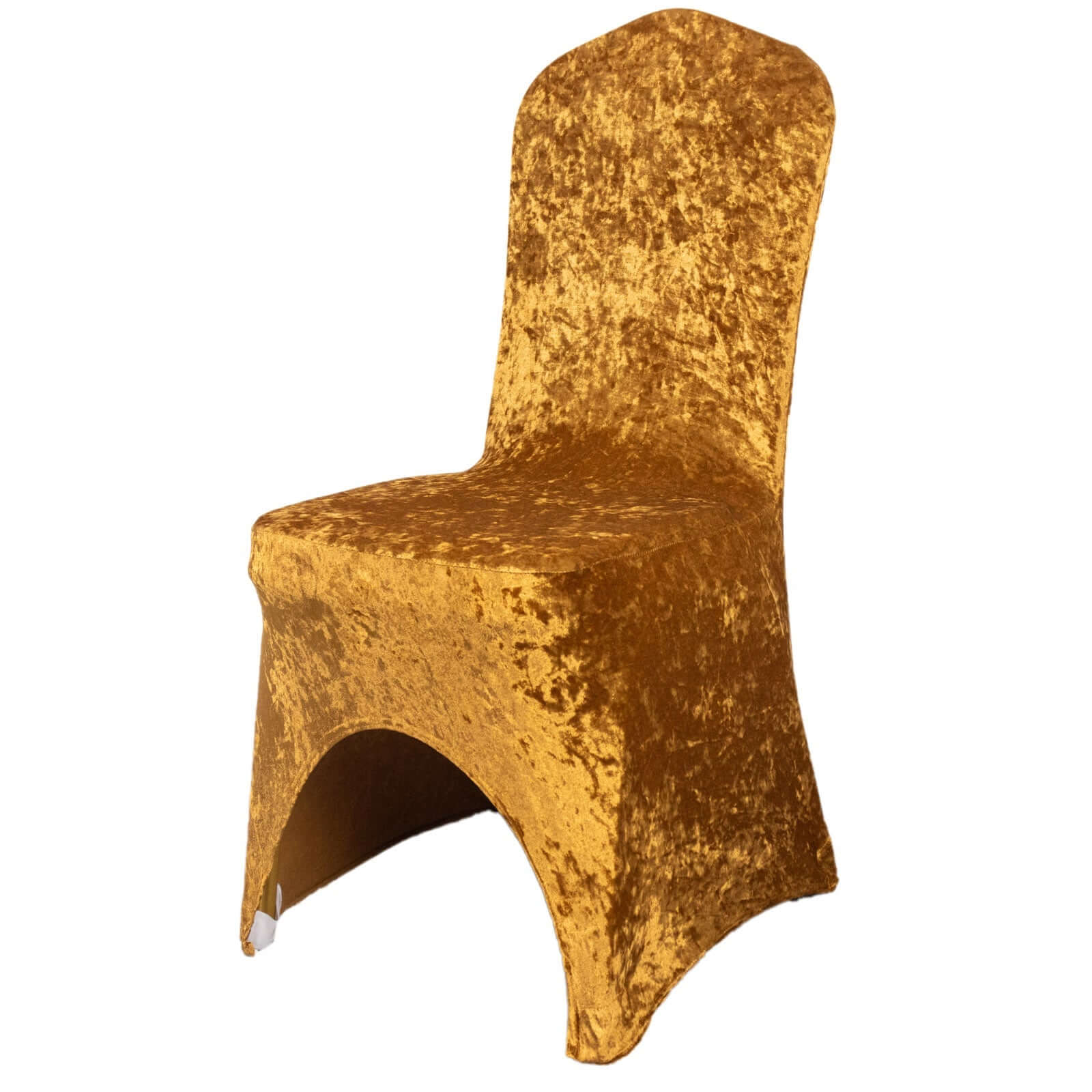 Crushed Velvet Spandex Stretch Banquet Chair Cover 190GSM Gold - Fitted with Foot Pockets - Image 7