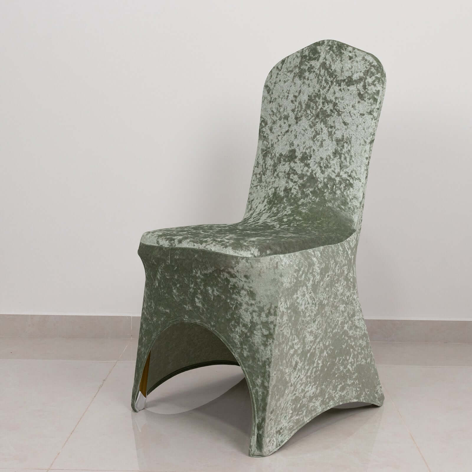 Crushed Velvet Spandex Stretch Banquet Chair Cover 190GSM Sage Green - Fitted with Foot Pockets - Image 6
