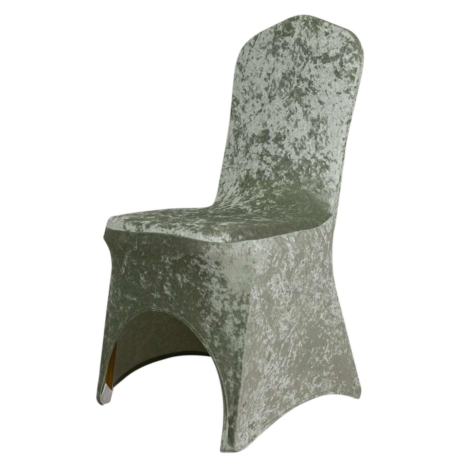 Crushed Velvet Spandex Stretch Banquet Chair Cover 190GSM Sage Green - Fitted with Foot Pockets - Image 8