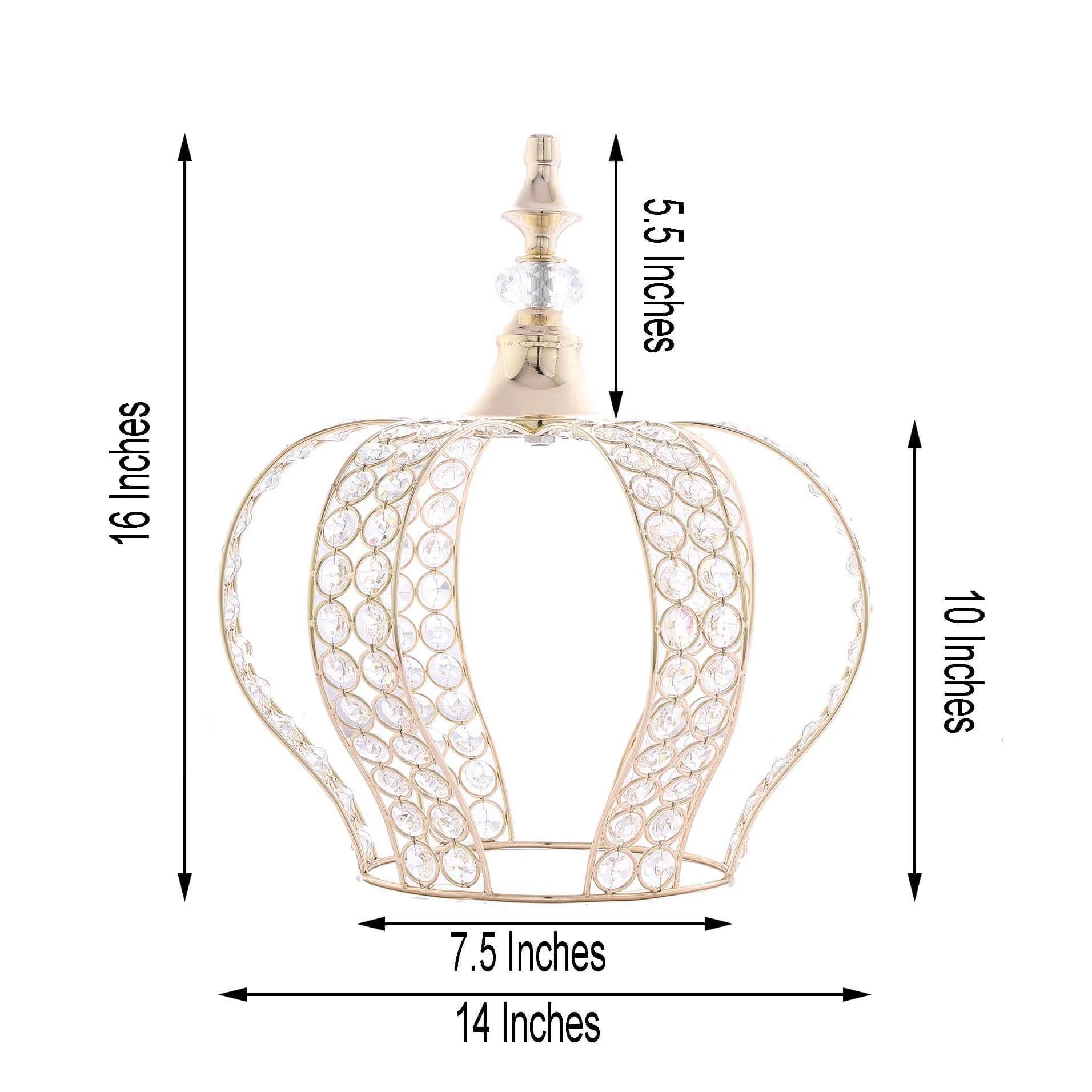 Crystal-Bead Royal Crown Cake Topper 16" Metallic Gold - Dazzling Cake Centerpiece Decor for Luxurious Birthdays Receptions & Romantic Celebrations - Image 3
