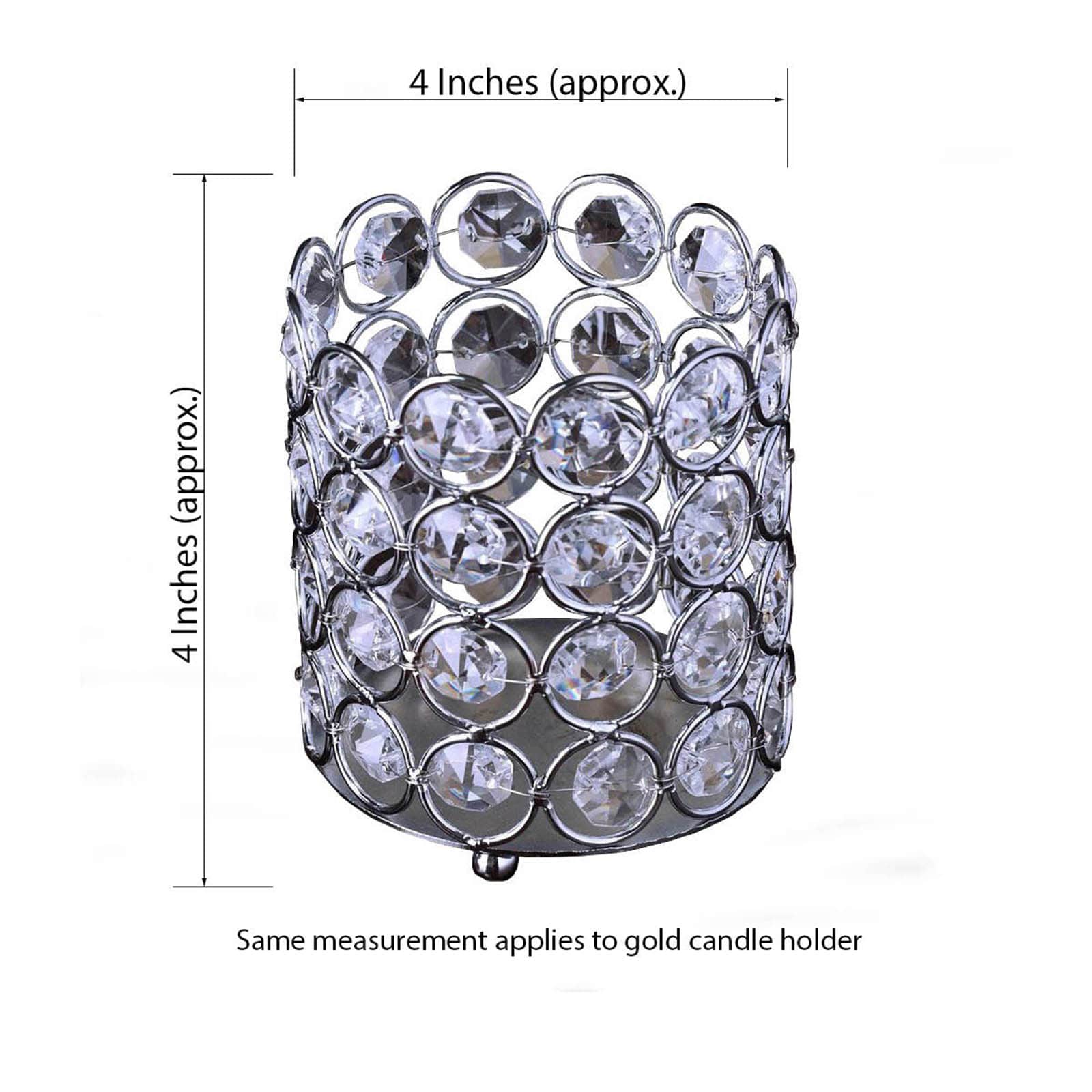 Crystal Beaded Metal Votive Tealight Candle Holder 4" Tall Gold - Versatile Multipurpose Table Vase - Image 3