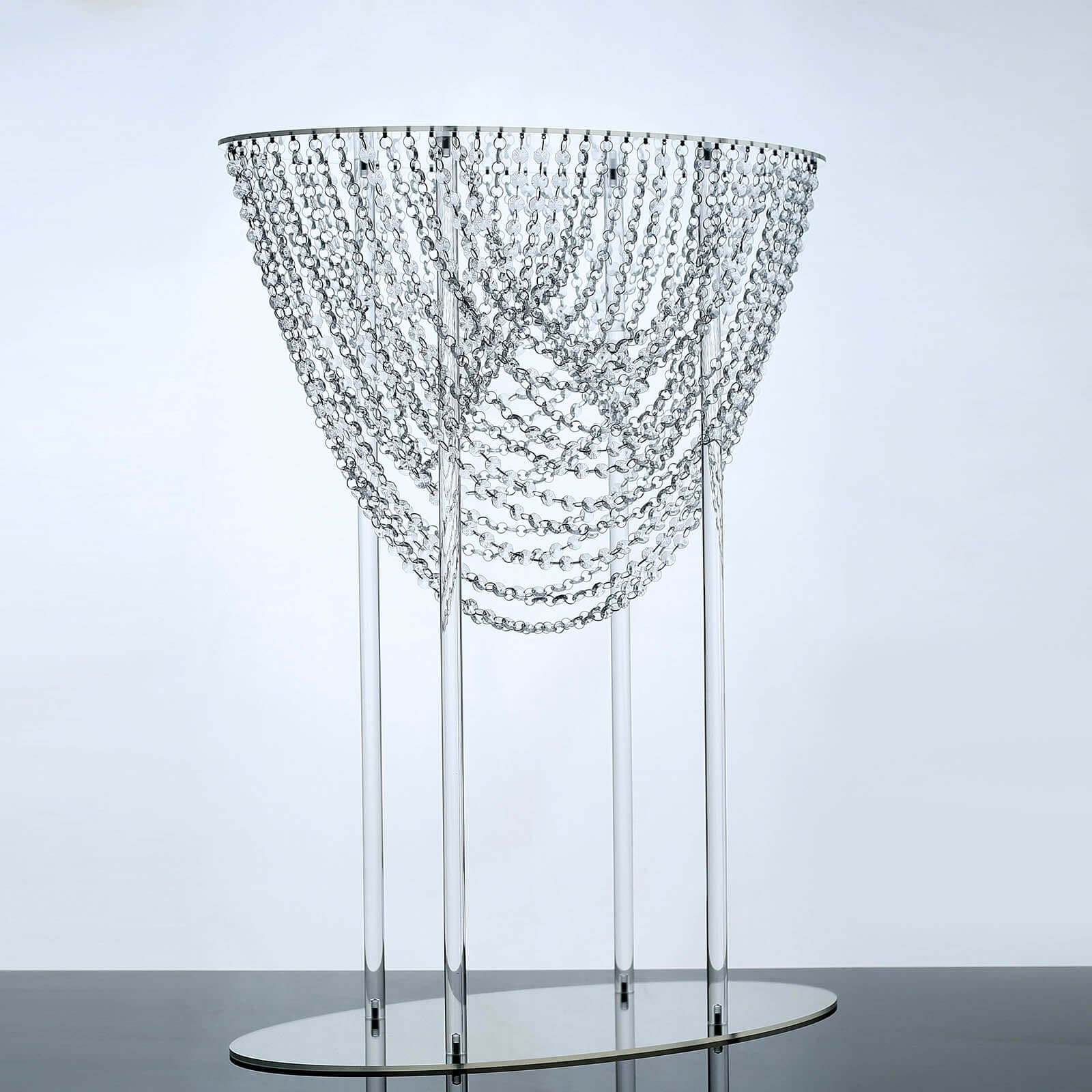 Acrylic Wedding Bouquet Pillar Centerpiece 32" Crystal Chandelier Design - Large Flower Arrangement Table Stand - Image 6