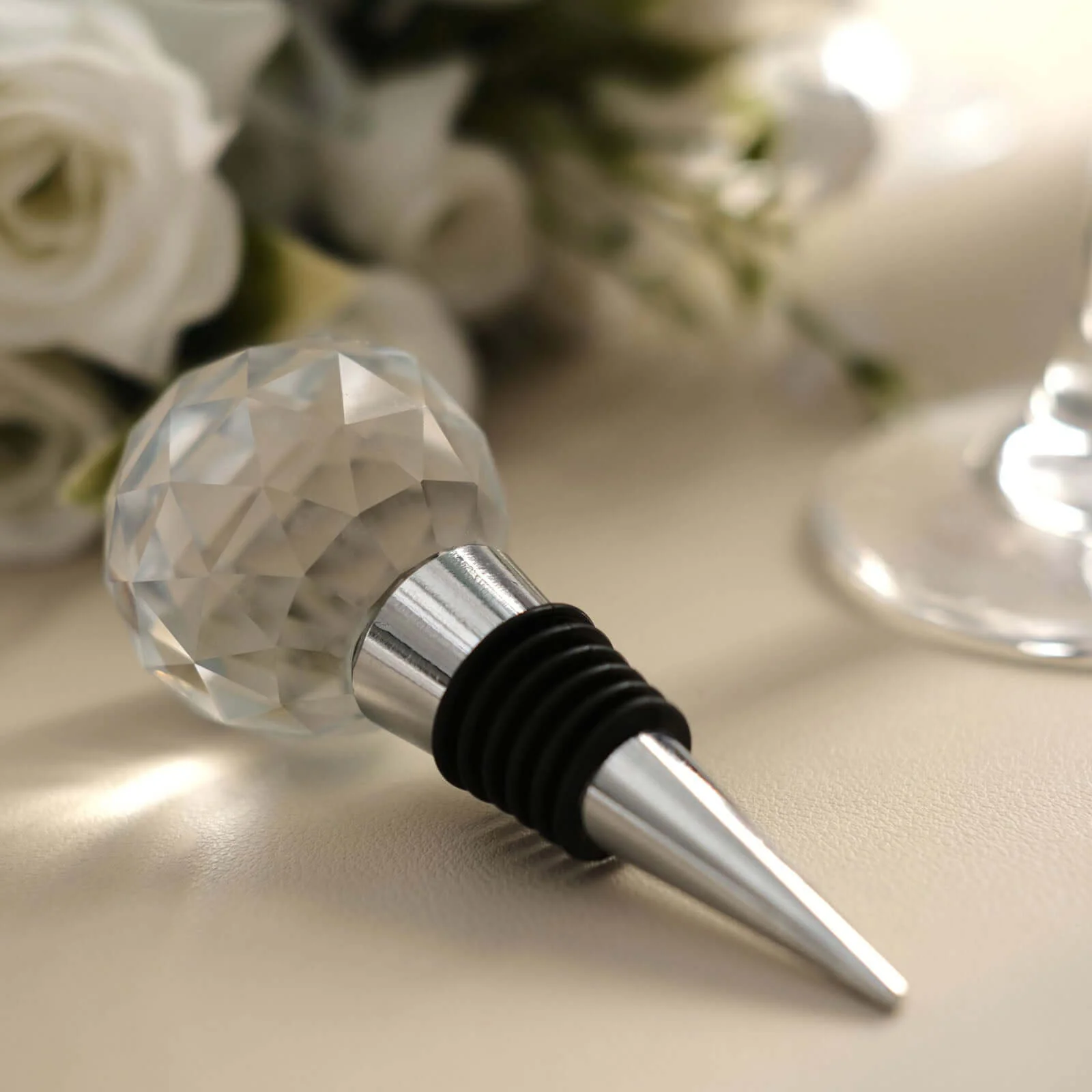 Crystal Glass Ball Metal Wine Bottle Stopper Plug Party Favor Gift Box - Clear Box, Thank You Card, and Ribbon Included - Image 11