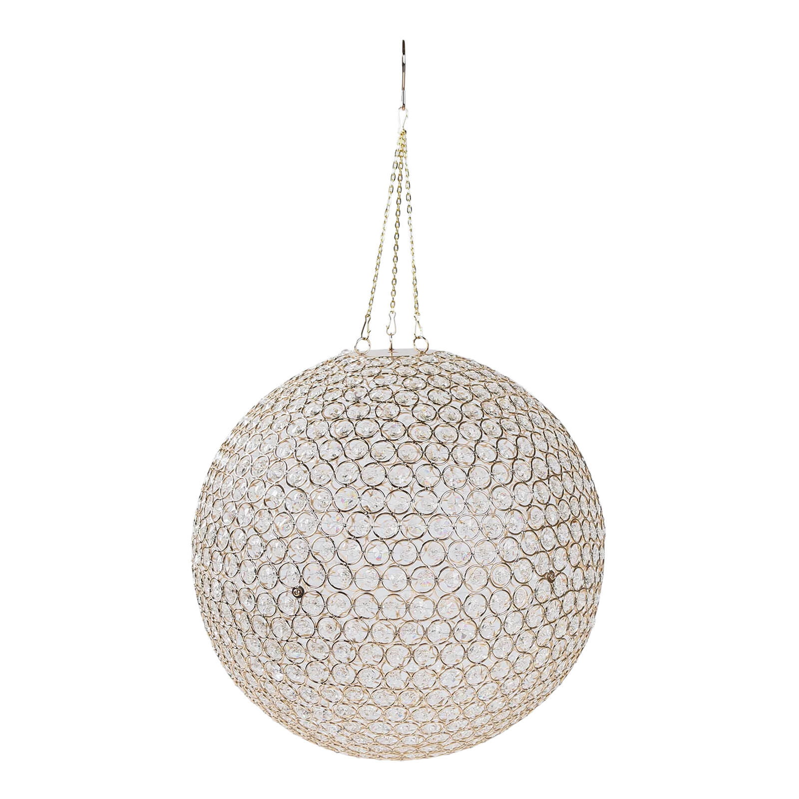 Crystal Globe Chandelier Pendant – 16" Hanging Beaded Ball with Gold Metal Hook & Chain, Decorative Accent - Image 2
