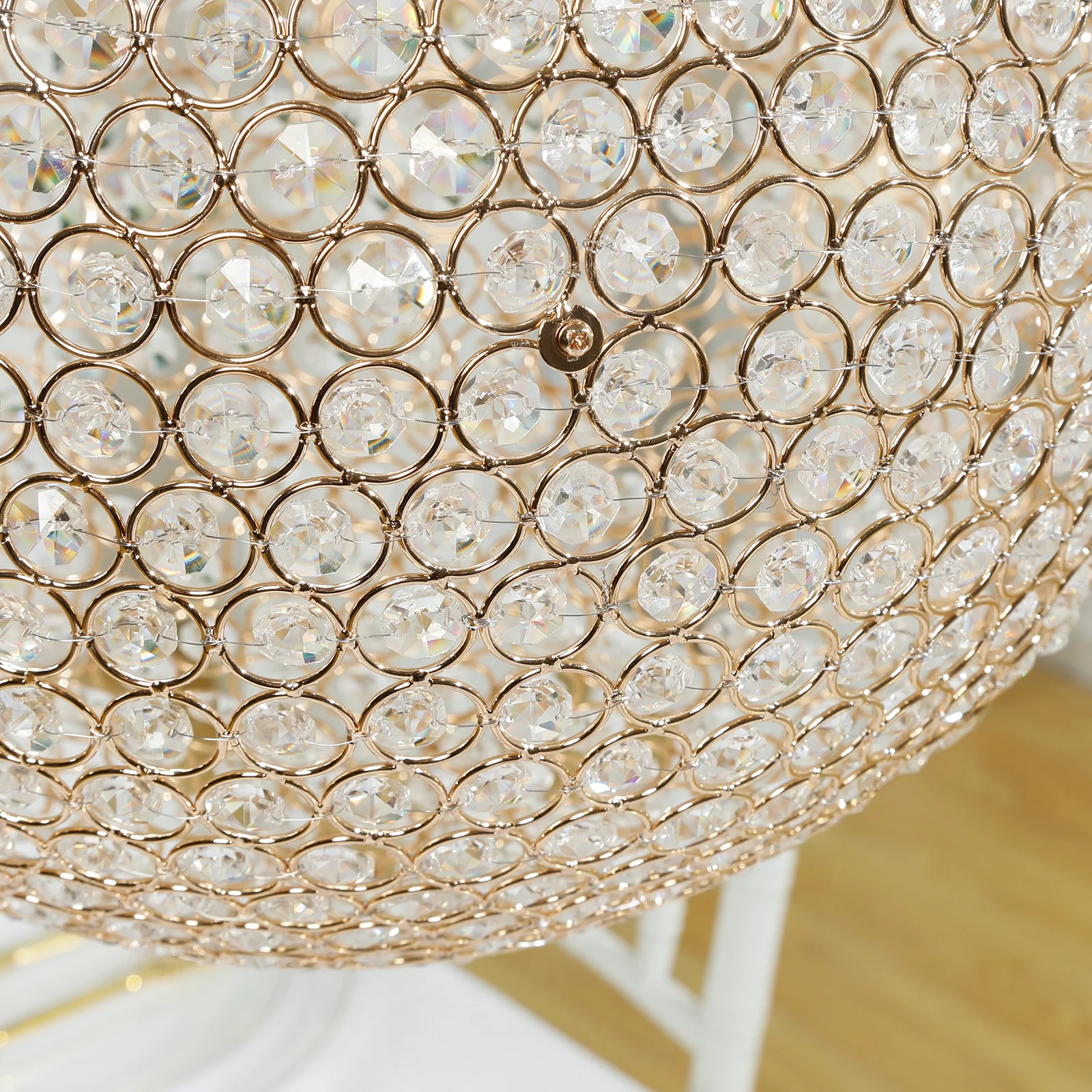 Crystal Globe Chandelier Pendant – 16" Hanging Beaded Ball with Gold Metal Hook & Chain, Decorative Accent - Image 6