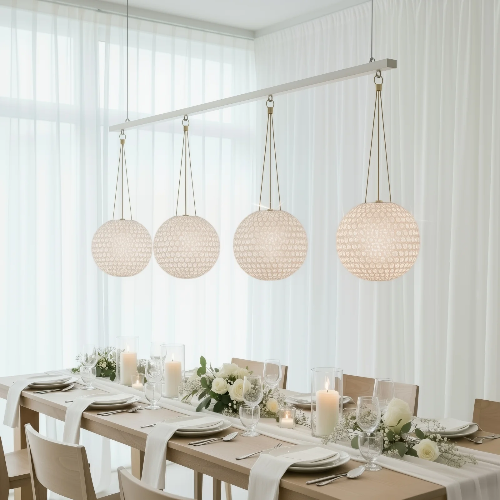 Crystal Globe Chandelier Pendant – 16" Hanging Beaded Ball with Gold Metal Hook & Chain, Decorative Accent - Image 7
