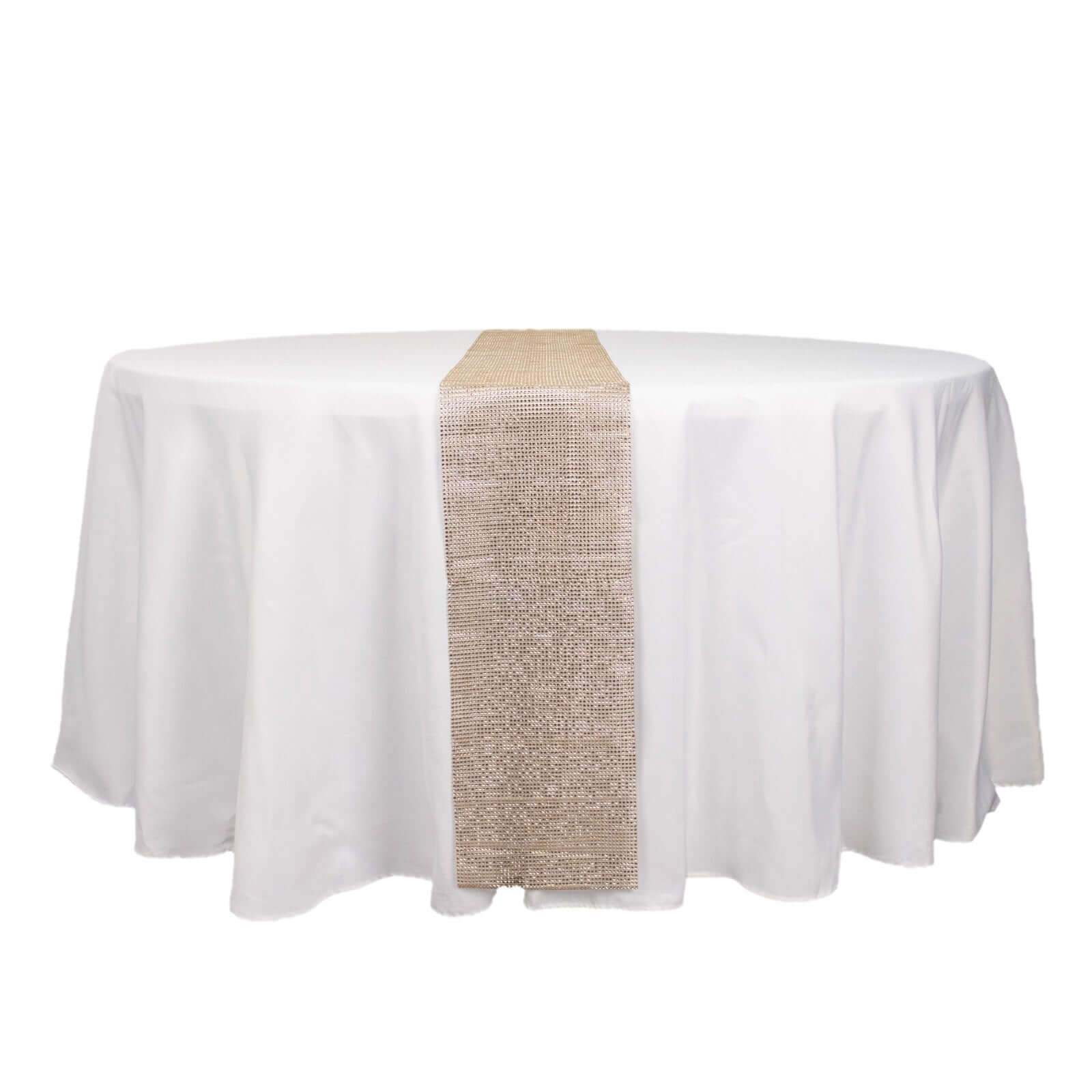 Crystal Rhinestone Table Runner 10"x108" Champagne - Shiny Diamond Mesh Bling Table Decor - Image 7