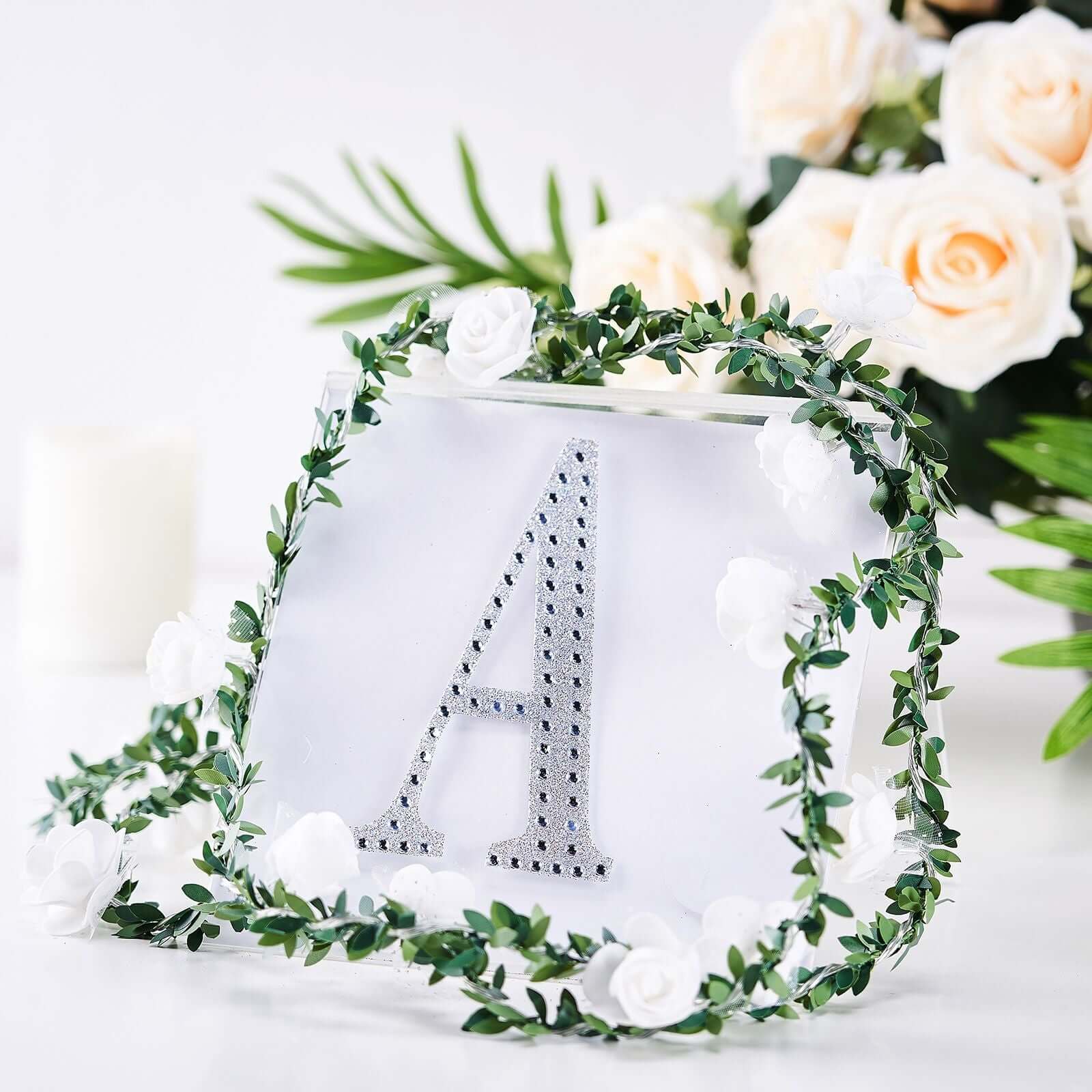 Decorative Rhinestone Alphabet "A" Letter Stickers 6", Silver Glitter Adhesive Craft Letters - DIY Sparkle Embellishments - Image 2