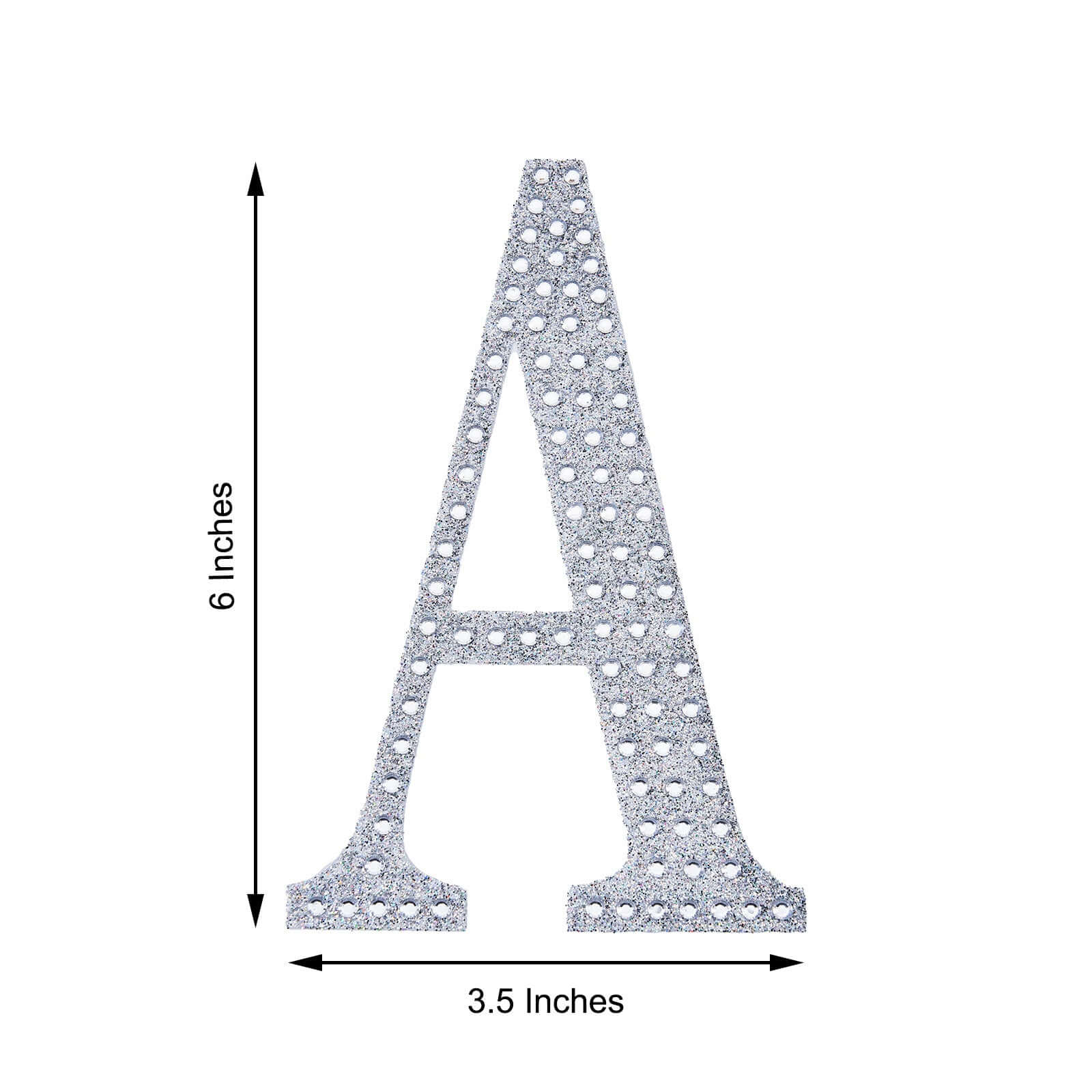 Decorative Rhinestone Alphabet "A" Letter Stickers 6", Silver Glitter Adhesive Craft Letters - DIY Sparkle Embellishments - Image 3