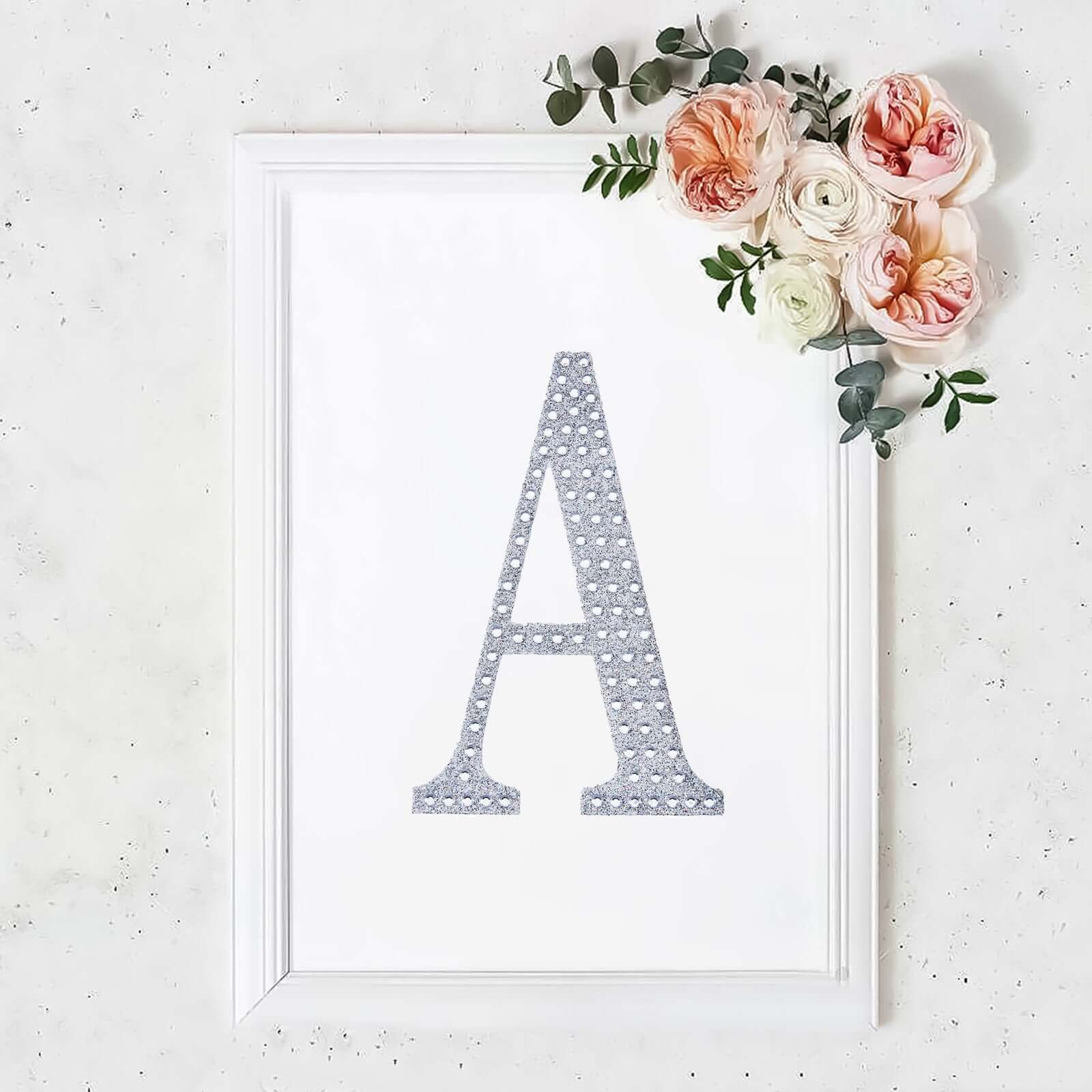 Decorative Rhinestone Alphabet "A" Letter Stickers 8", Silver Glitter Adhesive Craft Letters - DIY Sparkle Embellishments - Image 10