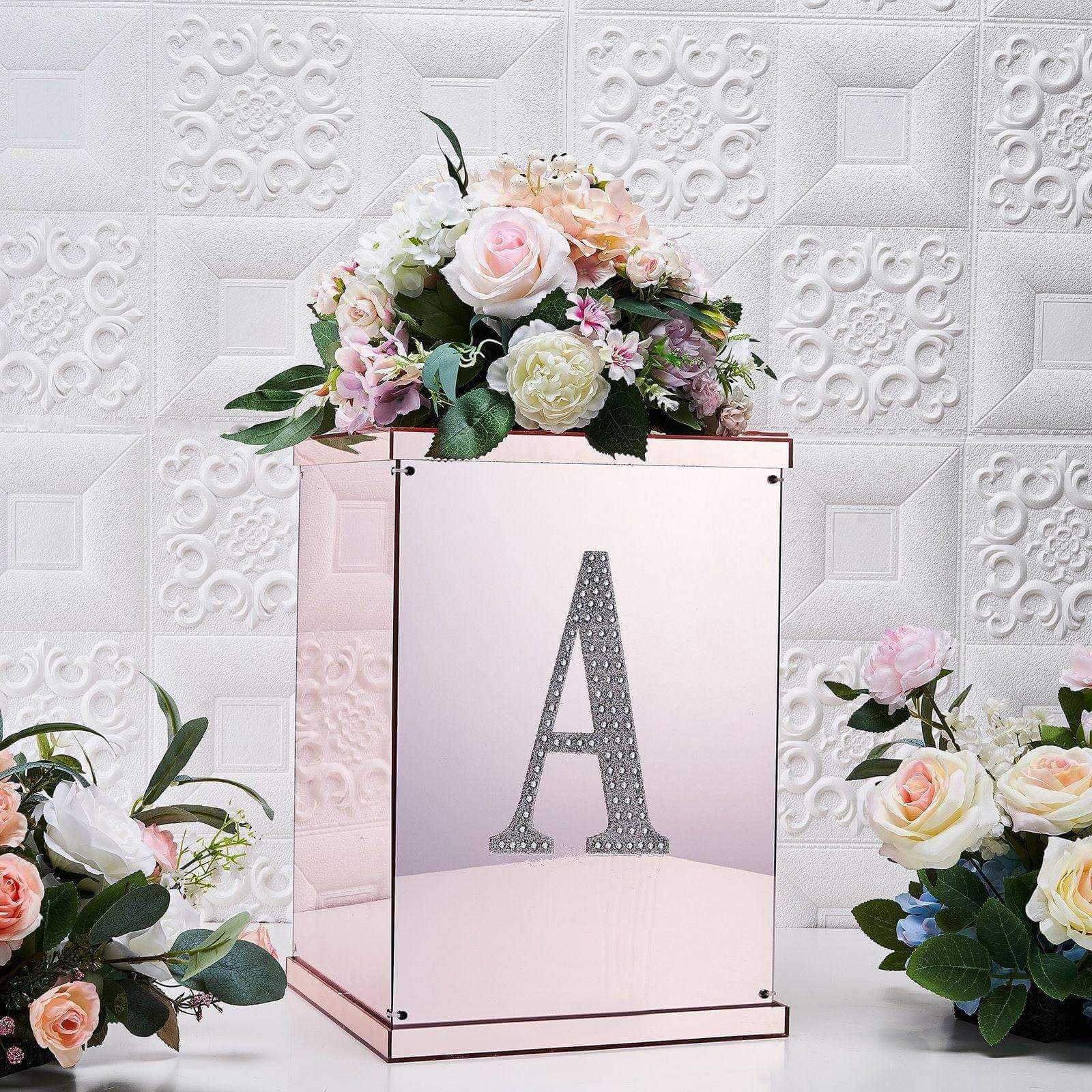 Decorative Rhinestone Alphabet "A" Letter Stickers 8", Silver Glitter Adhesive Craft Letters - DIY Sparkle Embellishments - Image 2
