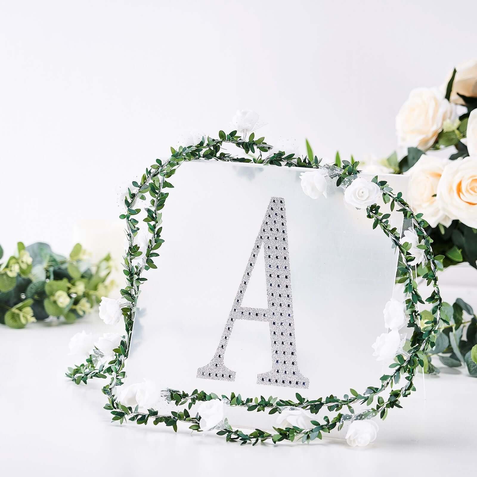 Decorative Rhinestone Alphabet "A" Letter Stickers 8", Silver Glitter Adhesive Craft Letters - DIY Sparkle Embellishments - Image 7