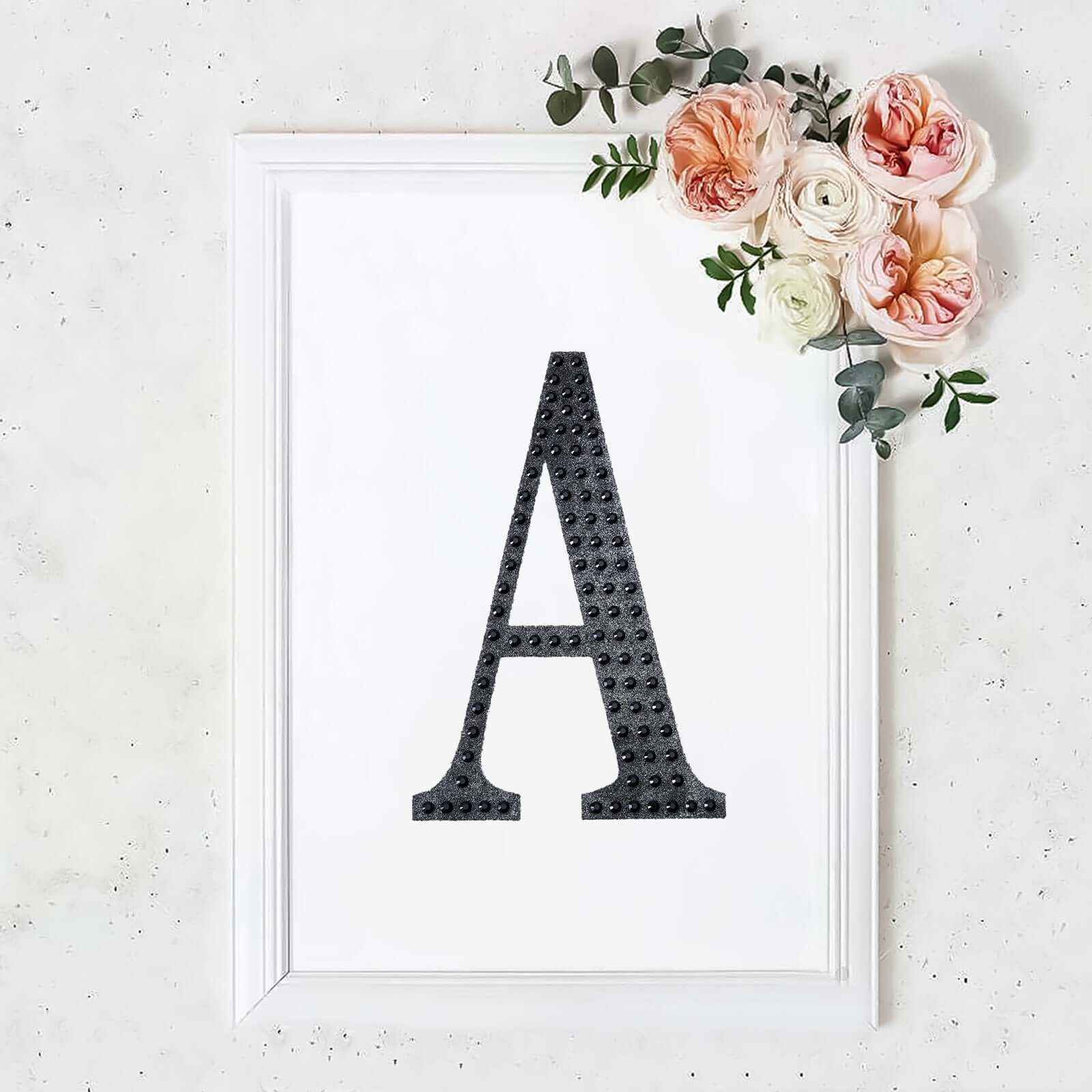Decorative Rhinestone Alphabet "A" Letter Stickers, Glitter Adhesive Craft Letters Black DIY Sparkle Embellishments 8" - Image 10