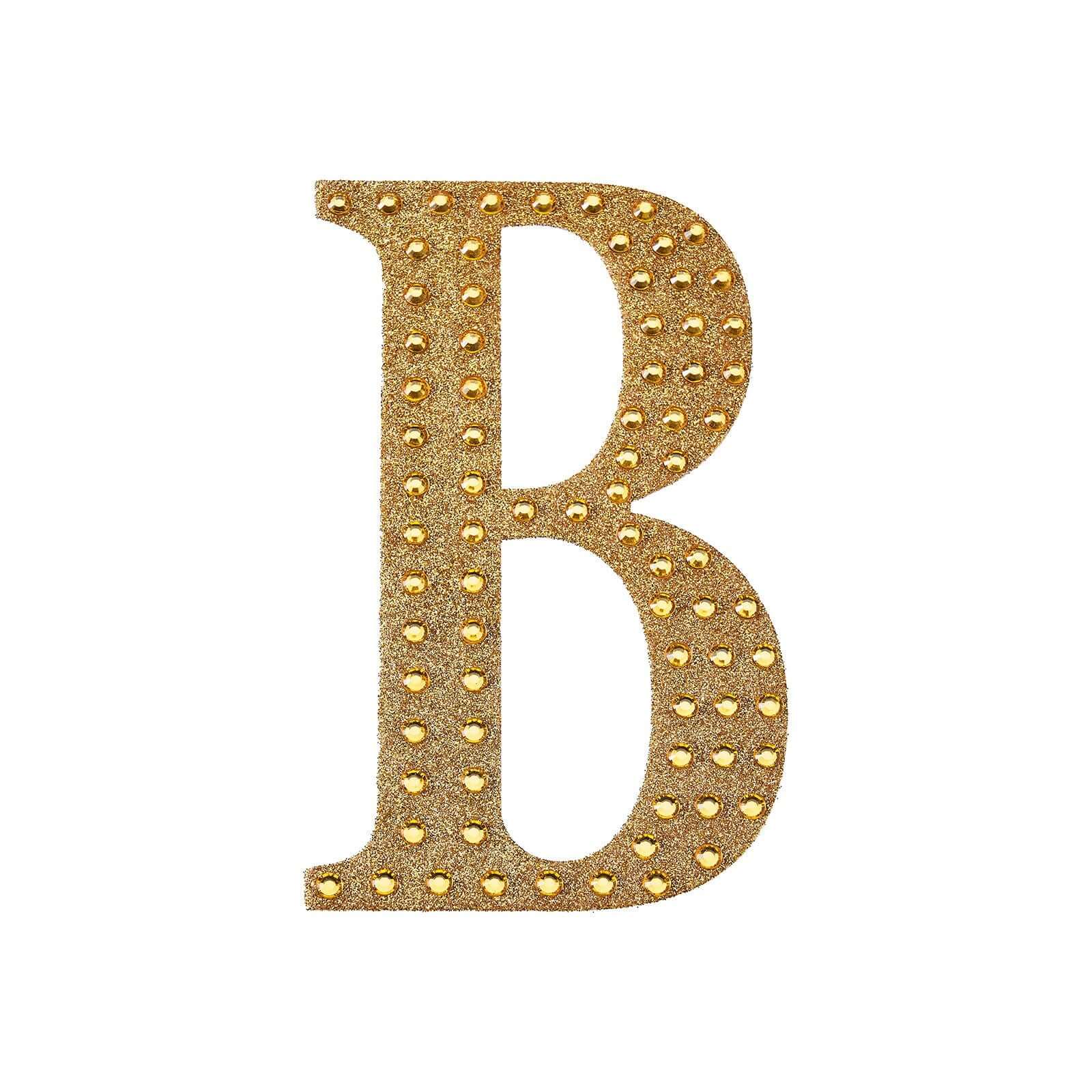 Decorative Rhinestone Alphabet "B" Letter Stickers 6", Gold Glitter Adhesive Craft Letters - DIY Sparkle Embellishments - Image 6