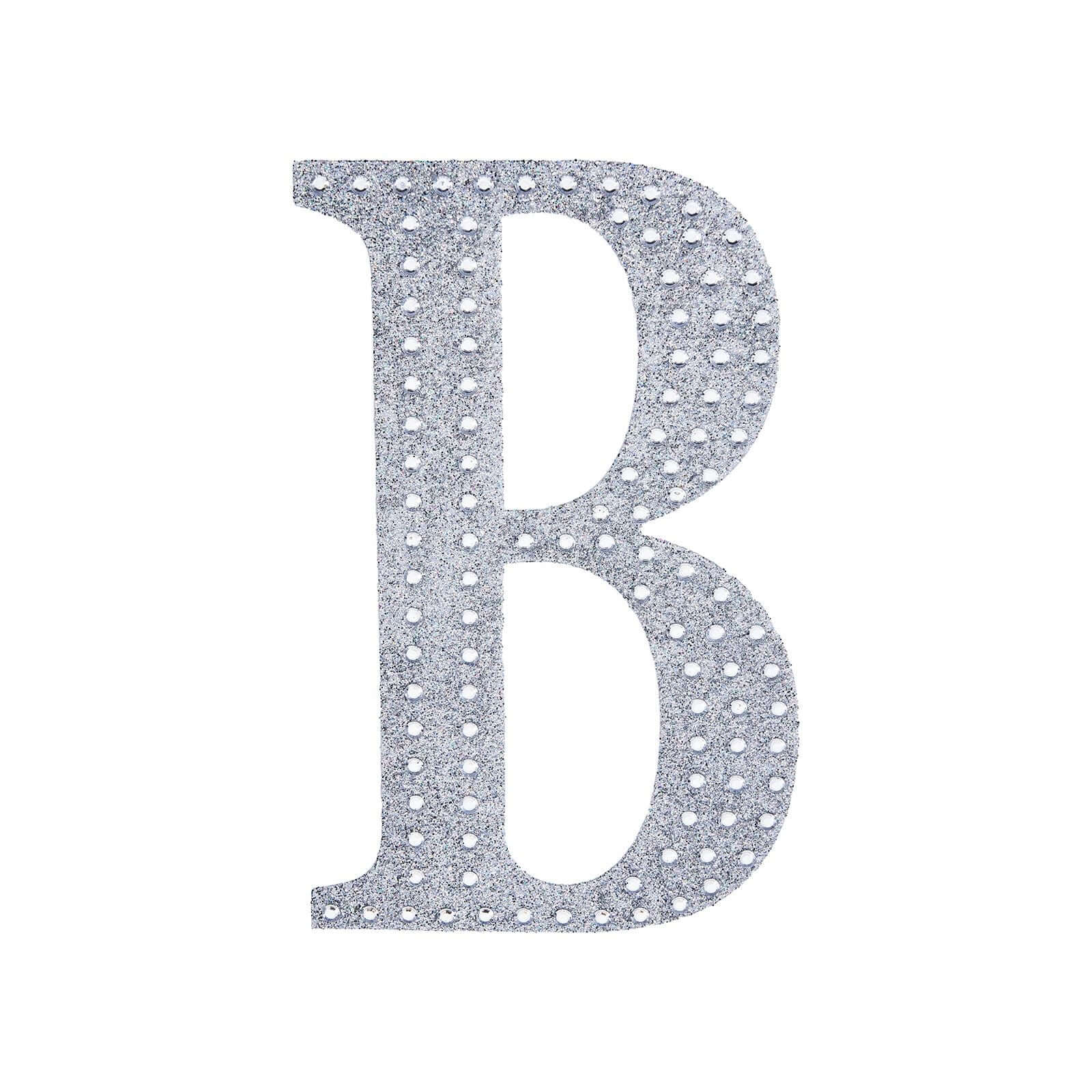 Decorative Rhinestone Alphabet "B" Letter Stickers 6", Silver Glitter Adhesive Craft Letters - DIY Sparkle Embellishments - Image 6