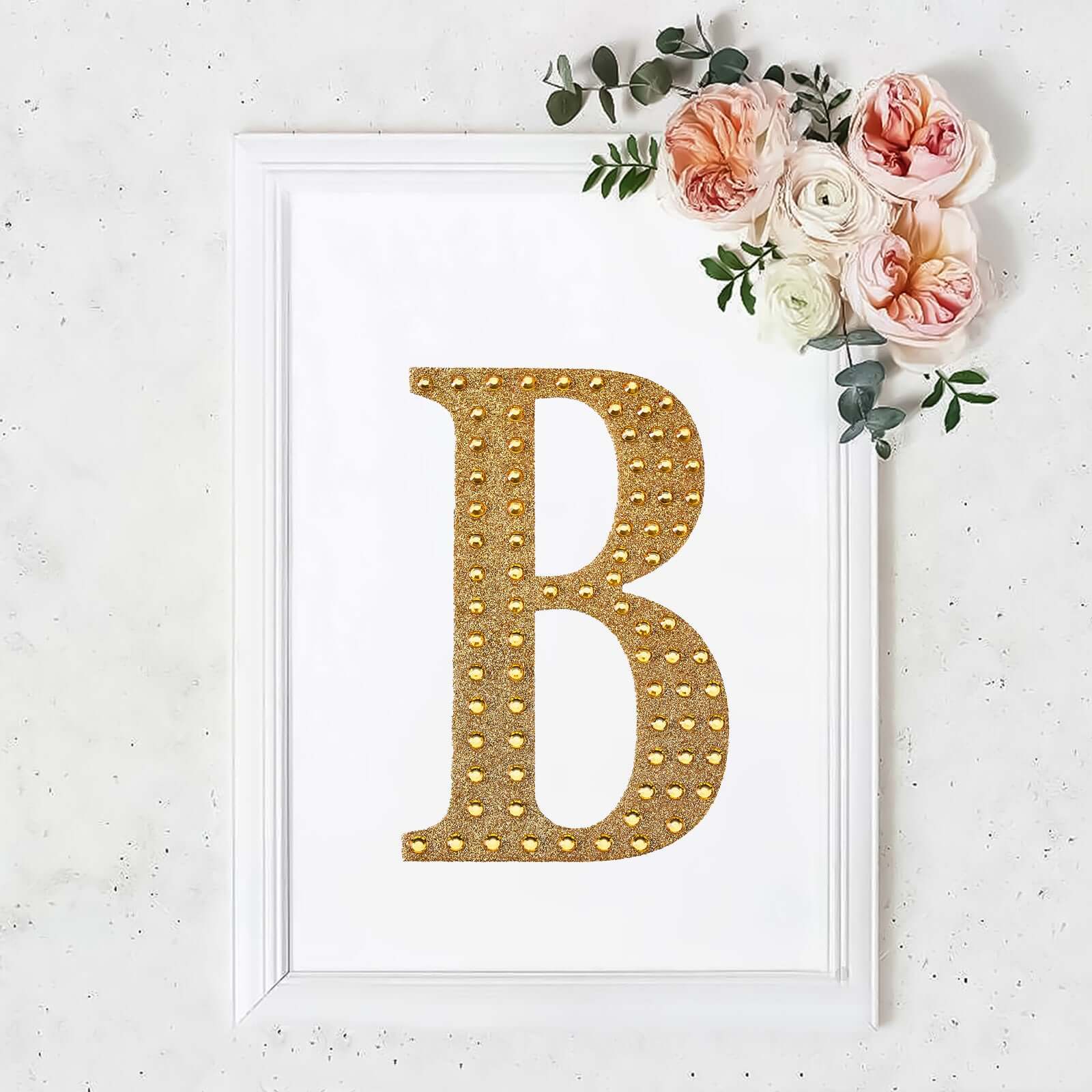Decorative Rhinestone Alphabet "B" Letter Stickers 8", Gold Glitter Adhesive Craft Letters - DIY Sparkle Embellishments - Image 10