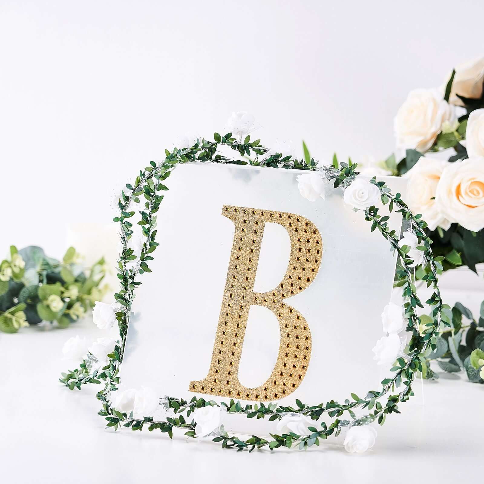 Decorative Rhinestone Alphabet "B" Letter Stickers 8", Gold Glitter Adhesive Craft Letters - DIY Sparkle Embellishments - Image 7