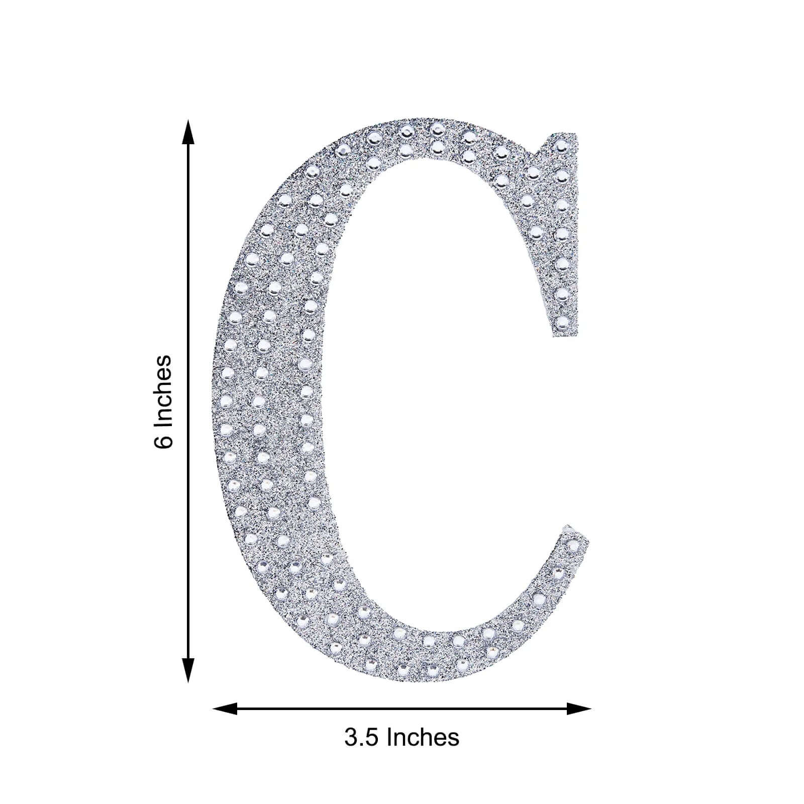 Decorative Rhinestone Alphabet "C" Letter Stickers 6", Silver Glitter Adhesive Craft Letters - DIY Sparkle Embellishments - Image 3