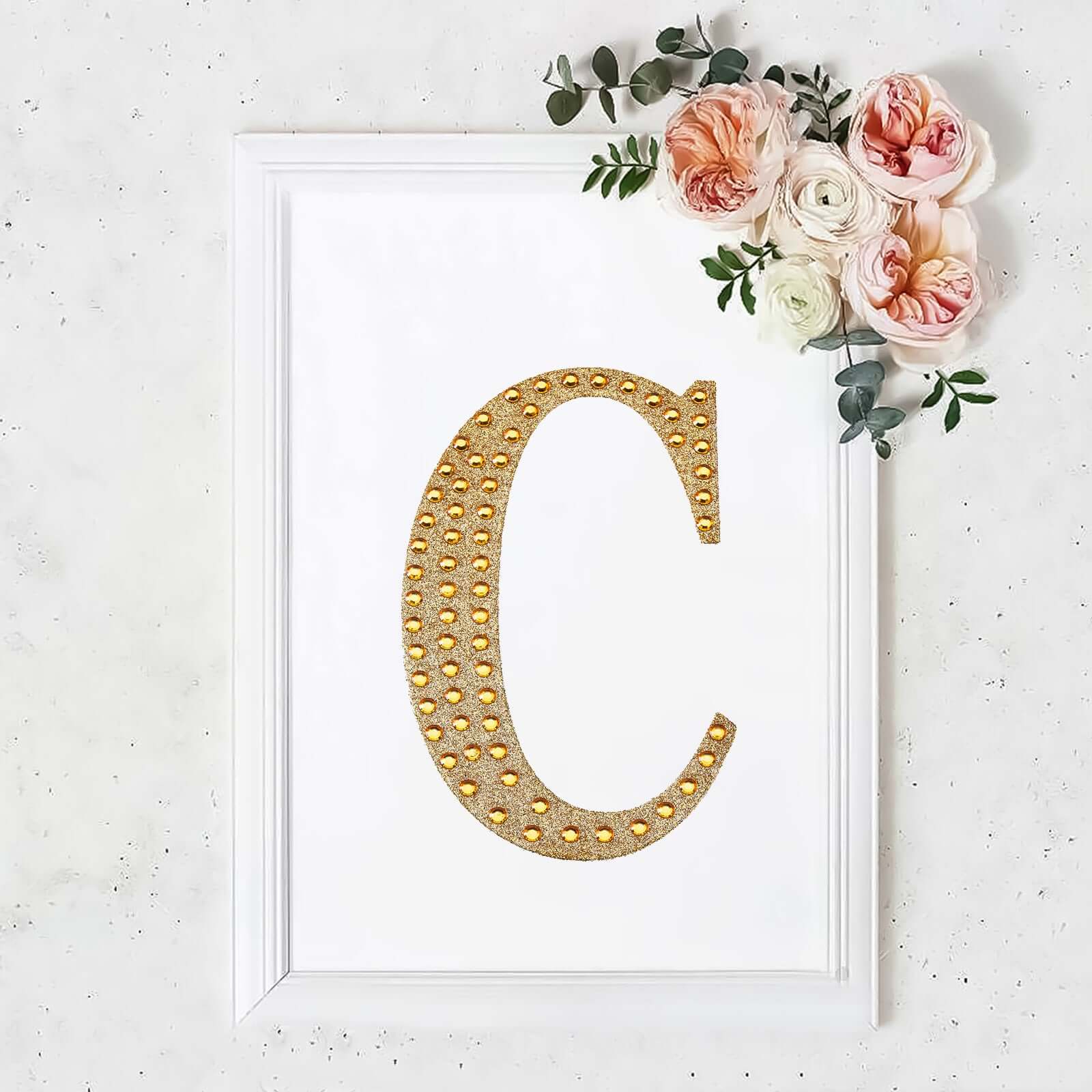 Decorative Rhinestone Alphabet "C" Letter Stickers 8", Gold Glitter Adhesive Craft Letters - DIY Sparkle Embellishments - Image 10