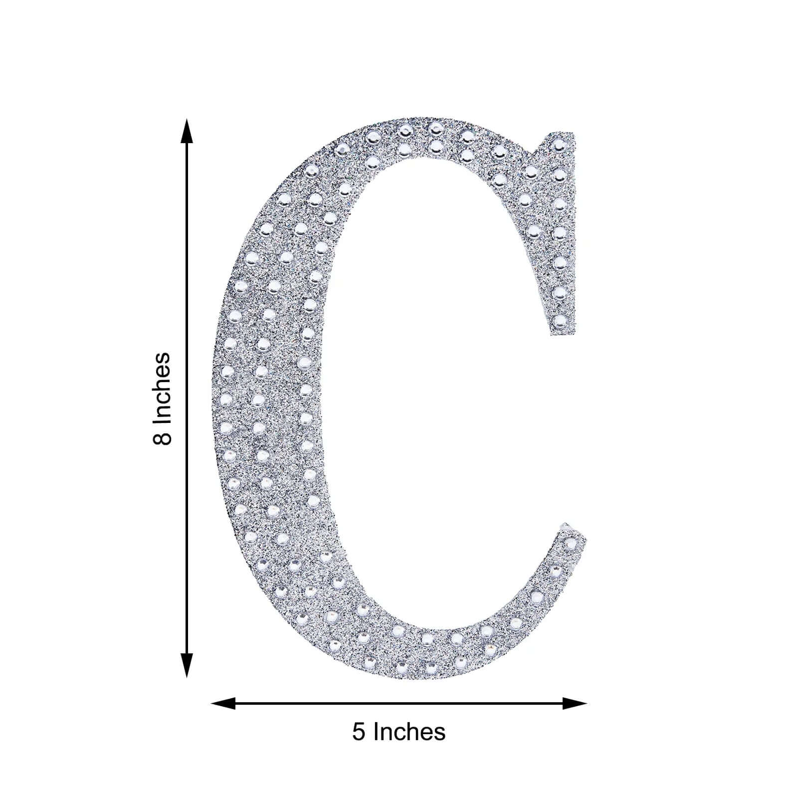 Decorative Rhinestone Alphabet "C" Letter Stickers 8", Silver Glitter Adhesive Craft Letters - DIY Sparkle Embellishments - Image 3