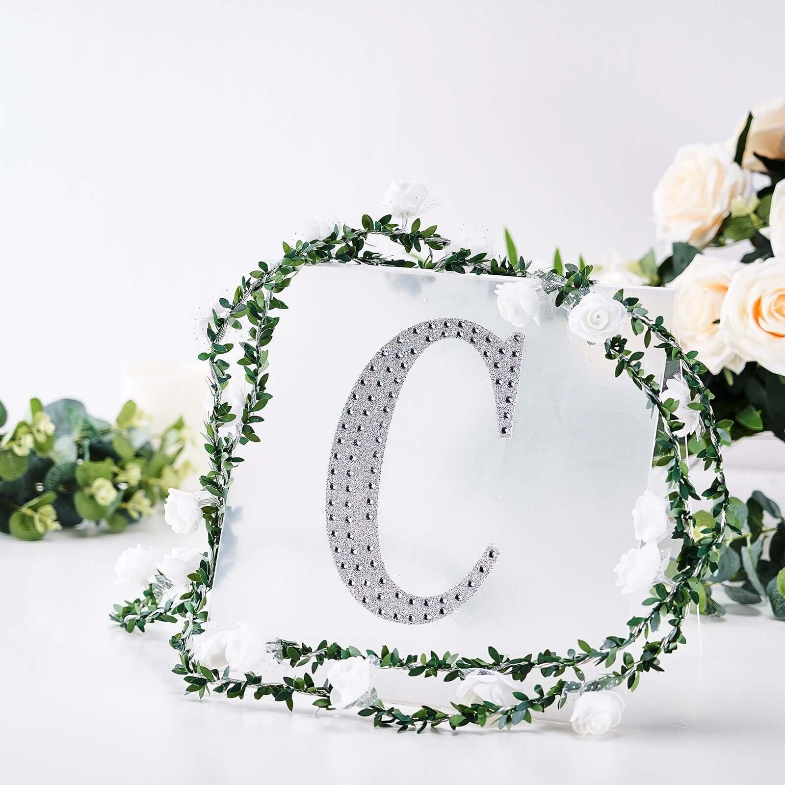 Decorative Rhinestone Alphabet "C" Letter Stickers 8", Silver Glitter Adhesive Craft Letters - DIY Sparkle Embellishments - Image 7
