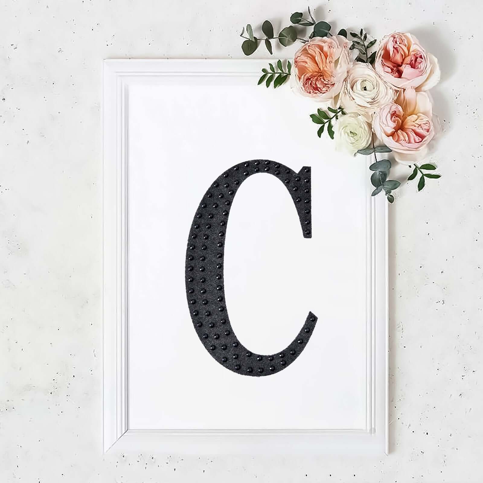 Decorative Rhinestone Alphabet "C" Letter Stickers, Glitter Adhesive Craft Letters Black DIY Sparkle Embellishments 8" - Image 10