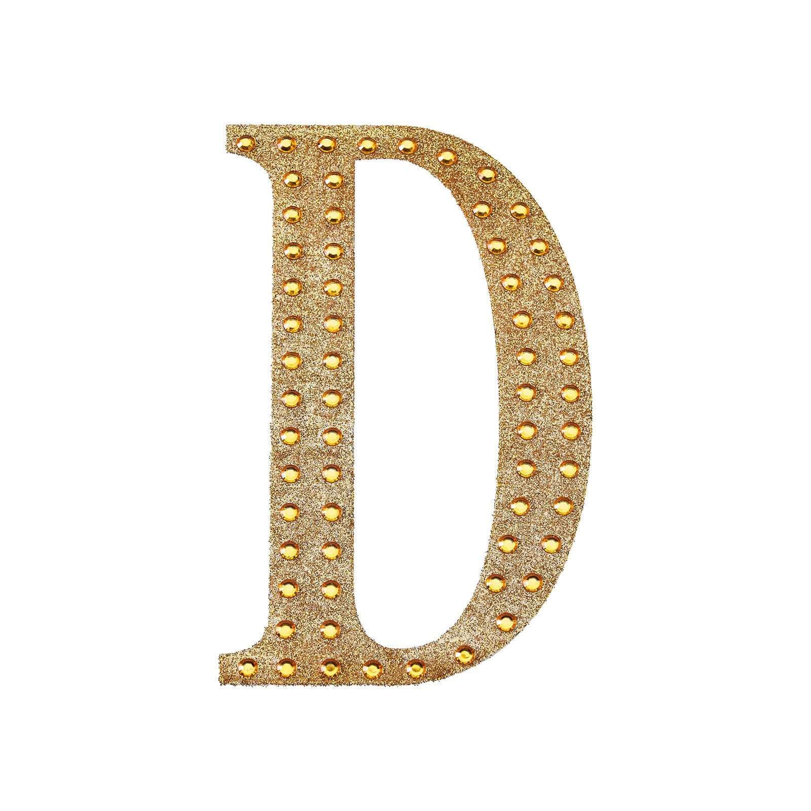 Decorative Rhinestone Alphabet "D" Letter Stickers 4", Gold Glitter Adhesive Craft Letters - DIY Sparkle Embellishments - Image 6