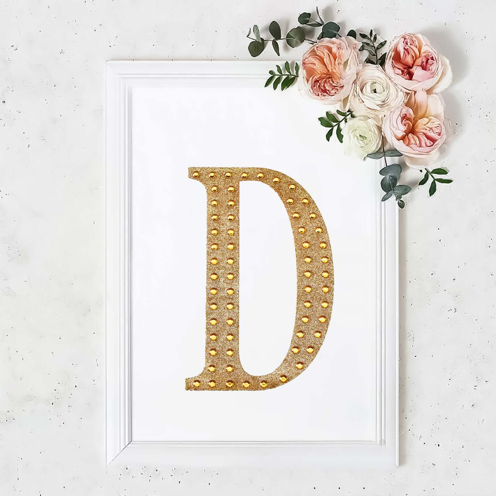 Decorative Rhinestone Alphabet "D" Letter Stickers 8", Gold Glitter Adhesive Craft Letters - DIY Sparkle Embellishments - Image 11