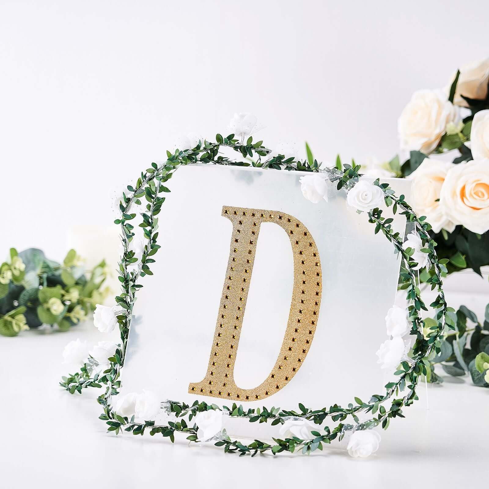 Decorative Rhinestone Alphabet "D" Letter Stickers 8", Gold Glitter Adhesive Craft Letters - DIY Sparkle Embellishments - Image 7