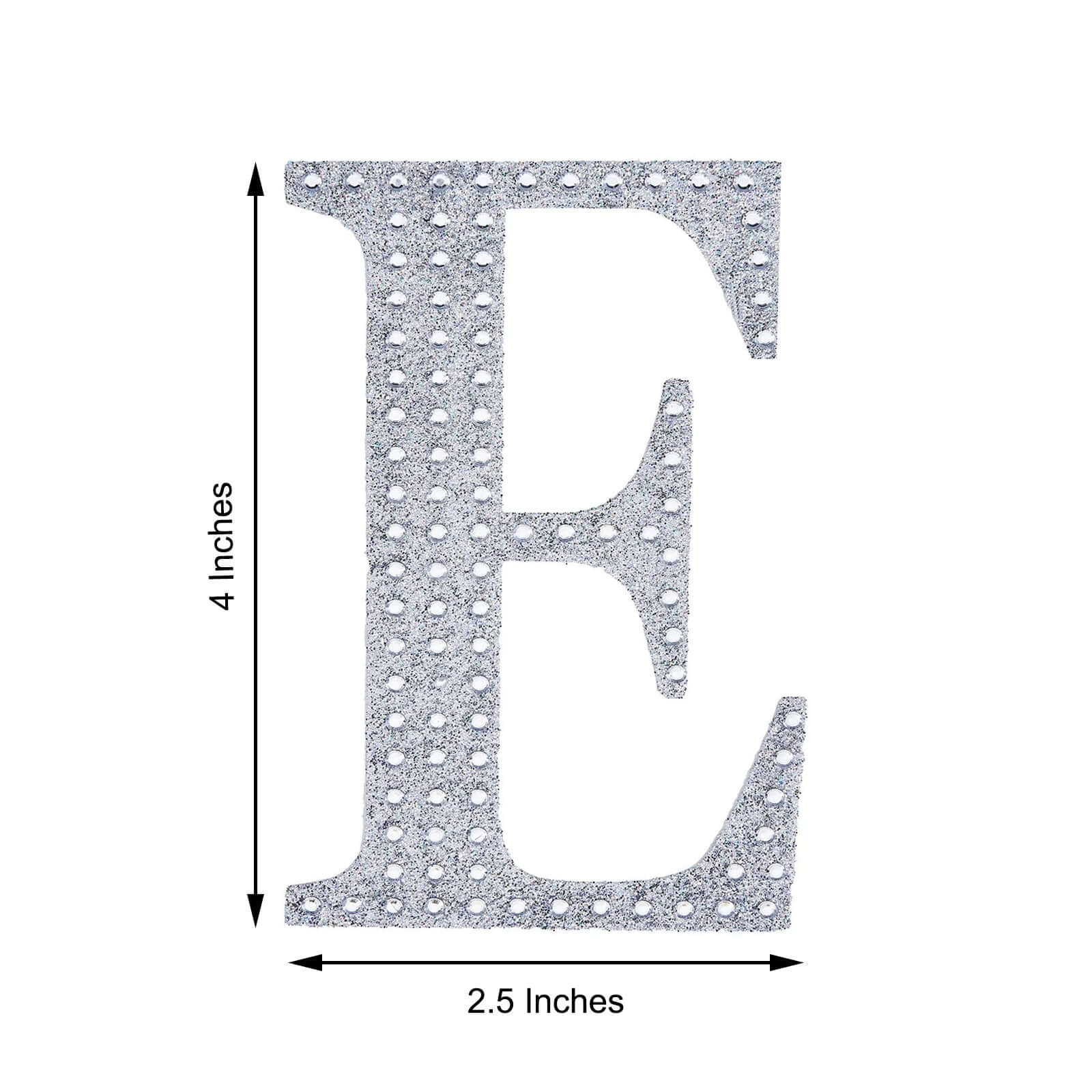 Decorative Rhinestone Alphabet "E" Letter Stickers 4", Silver Glitter Adhesive Craft Letters - DIY Sparkle Embellishments - Image 3