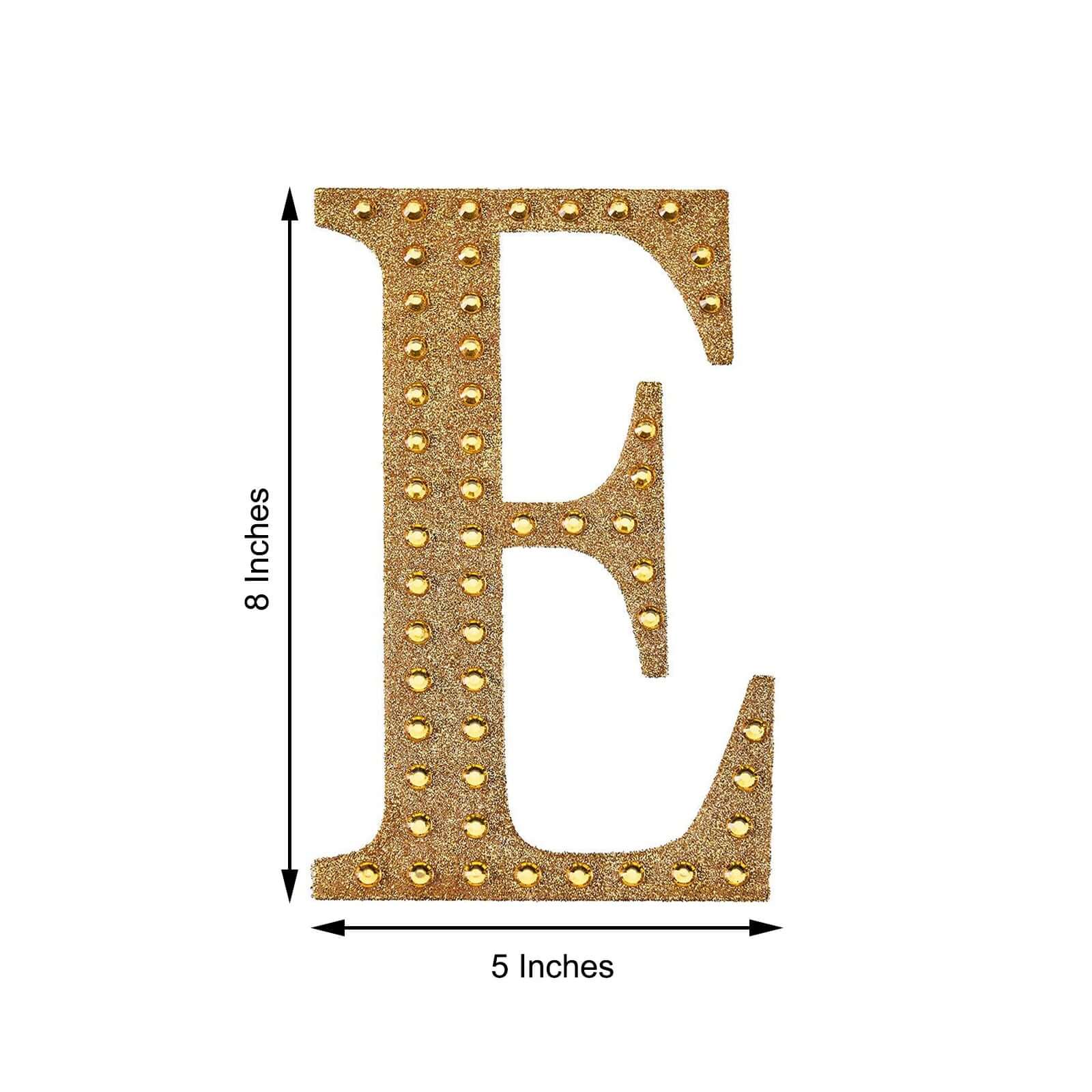 Decorative Rhinestone Alphabet "E" Letter Stickers 8", Gold Glitter Adhesive Craft Letters - DIY Sparkle Embellishments - Image 3