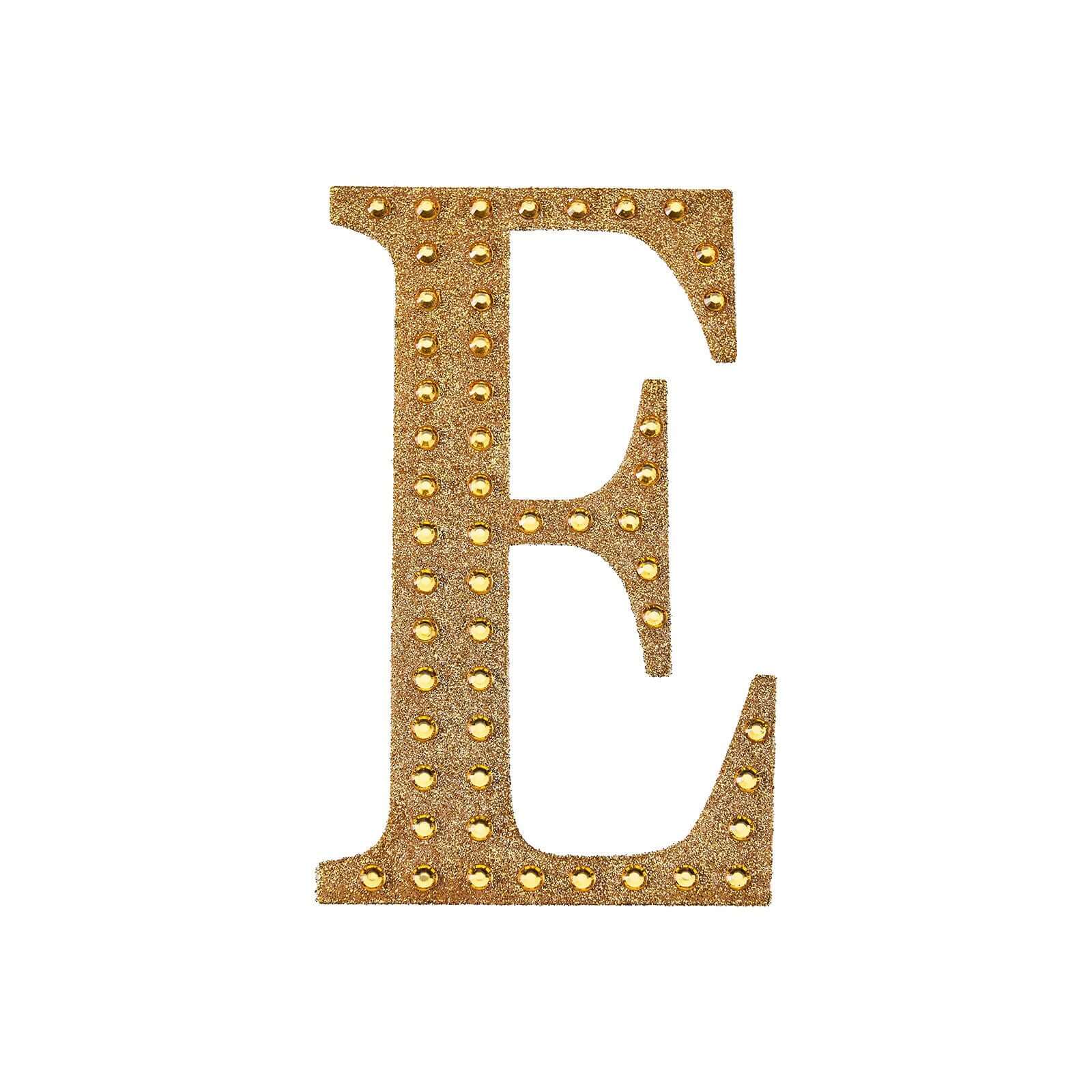 Decorative Rhinestone Alphabet "E" Letter Stickers 8", Gold Glitter Adhesive Craft Letters - DIY Sparkle Embellishments - Image 5