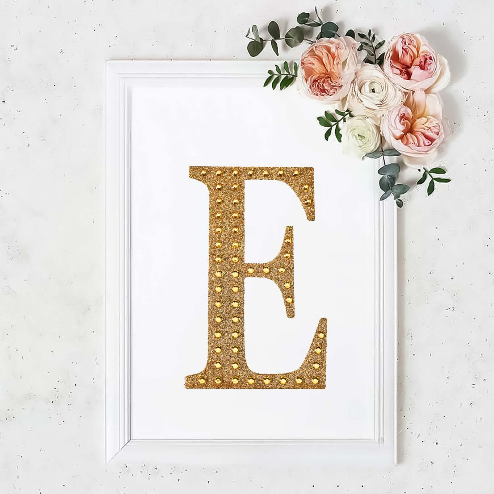 Decorative Rhinestone Alphabet "E" Letter Stickers 8", Gold Glitter Adhesive Craft Letters - DIY Sparkle Embellishments - Image 9