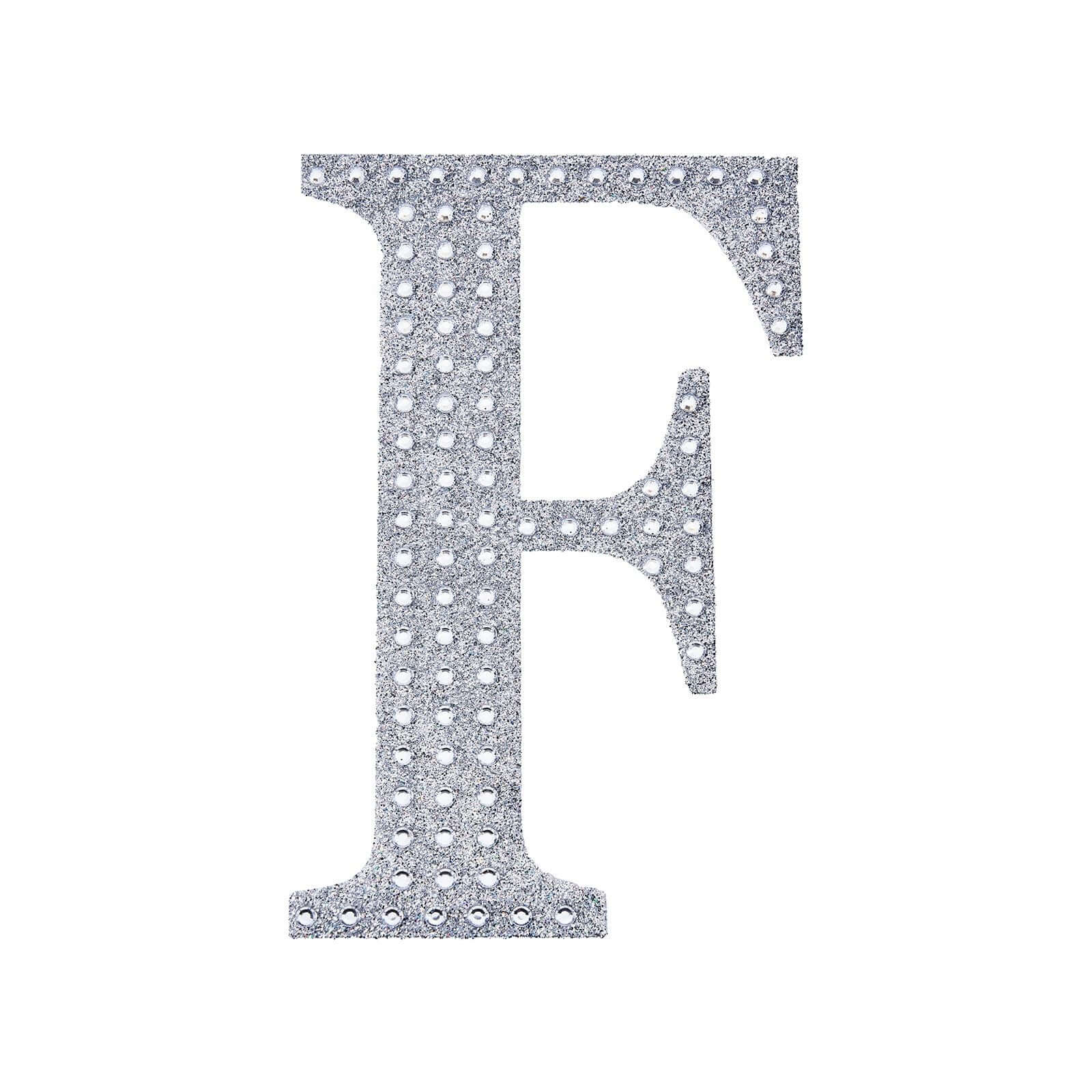 Decorative Rhinestone Alphabet "F" Letter Stickers 6", Silver Glitter Adhesive Craft Letters - DIY Sparkle Embellishments - Image 6