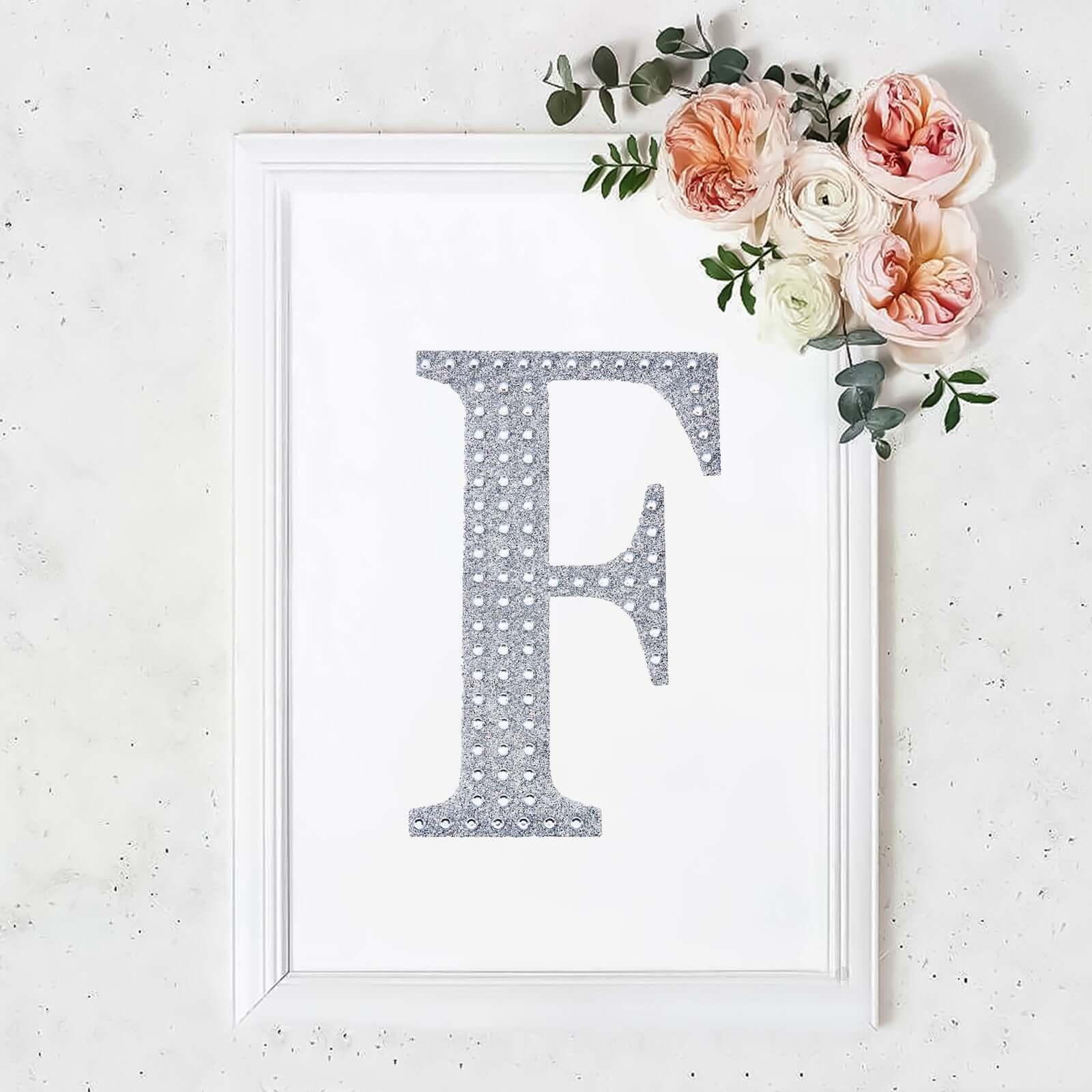 Decorative Rhinestone Alphabet "F" Letter Stickers 8", Silver Glitter Adhesive Craft Letters - DIY Sparkle Embellishments - Image 11