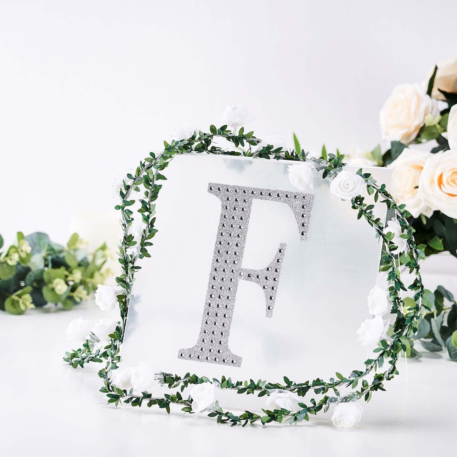 Decorative Rhinestone Alphabet "F" Letter Stickers 8", Silver Glitter Adhesive Craft Letters - DIY Sparkle Embellishments - Image 7