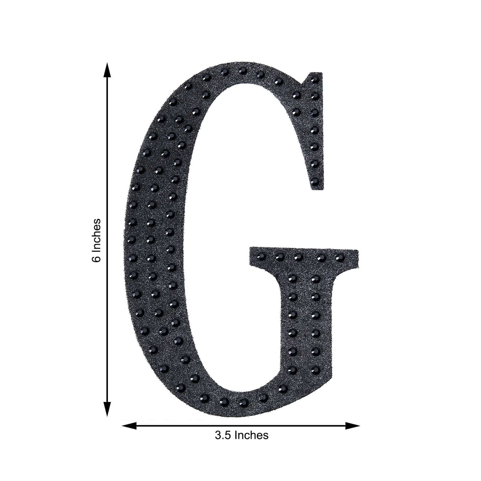Decorative Rhinestone Alphabet "G" Letter Stickers 6", Black Glitter Adhesive Craft Letters - DIY Sparkle Embellishments - Image 3