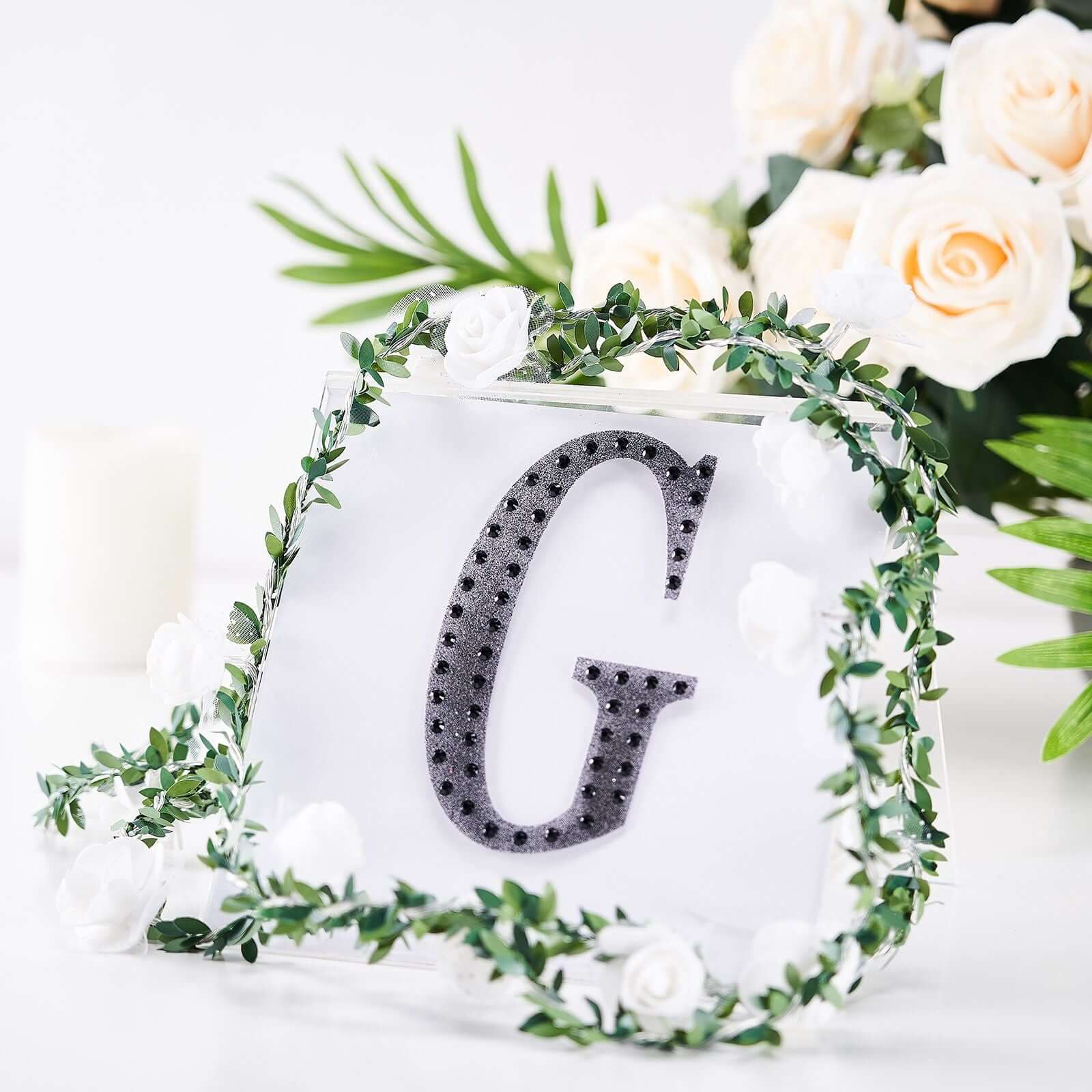 Decorative Rhinestone Alphabet "G" Letter Stickers 6", Black Glitter Adhesive Craft Letters - DIY Sparkle Embellishments - Image 7