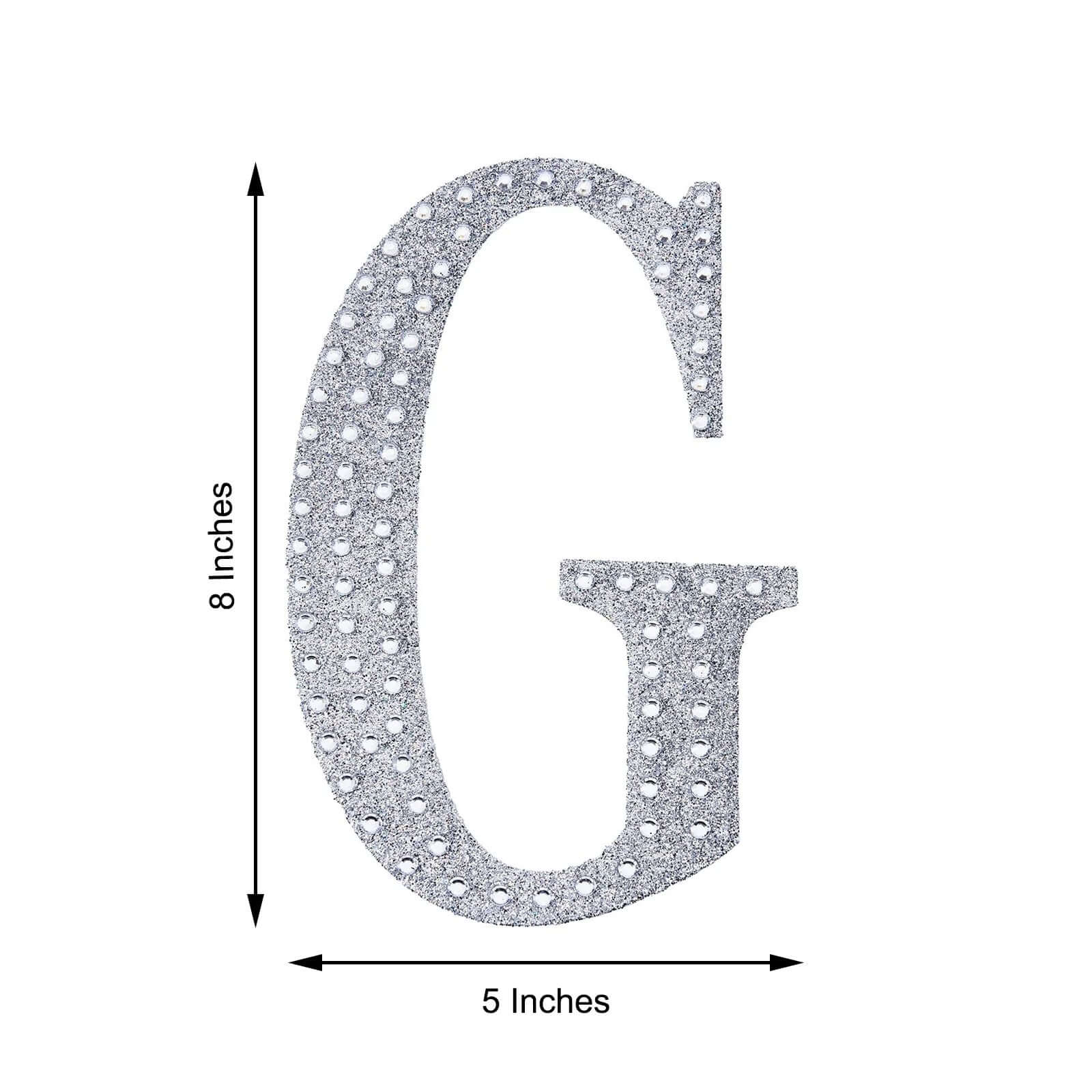 Decorative Rhinestone Alphabet "G" Letter Stickers 8", Silver Glitter Adhesive Craft Letters - DIY Sparkle Embellishments - Image 3