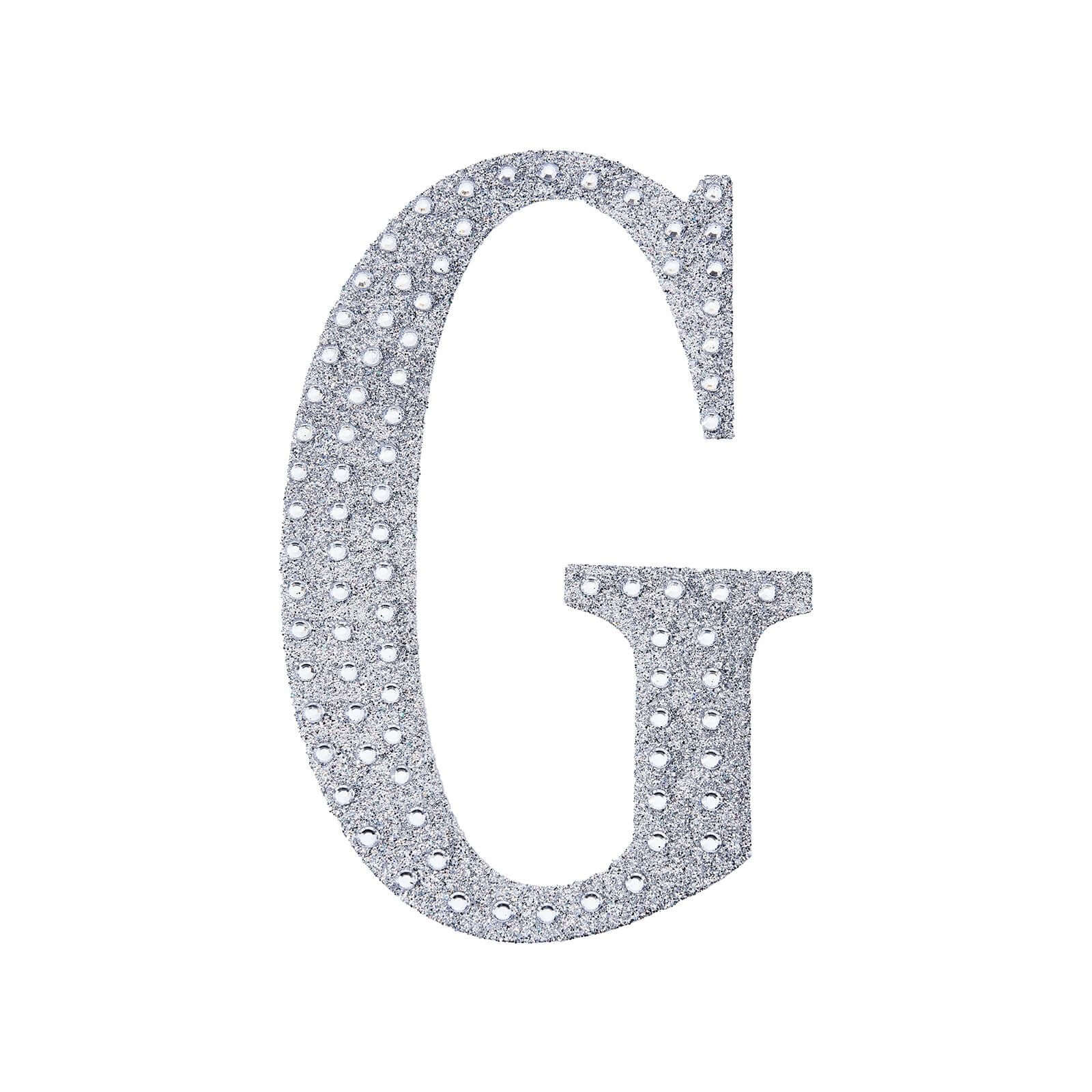 Decorative Rhinestone Alphabet "G" Letter Stickers 8", Silver Glitter Adhesive Craft Letters - DIY Sparkle Embellishments - Image 6