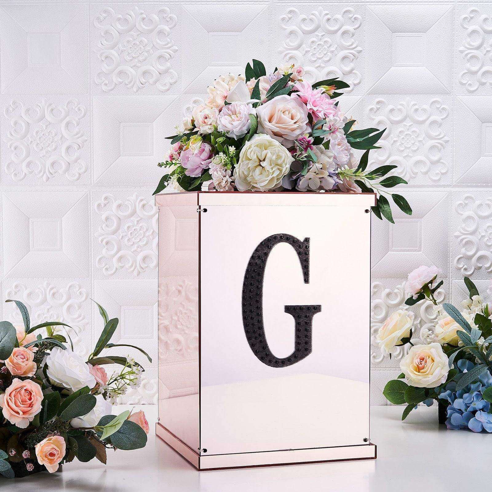 Decorative Rhinestone Alphabet "G" Letter Stickers, Glitter Adhesive Craft Letters Black DIY Sparkle Embellishments 8" - Image 2