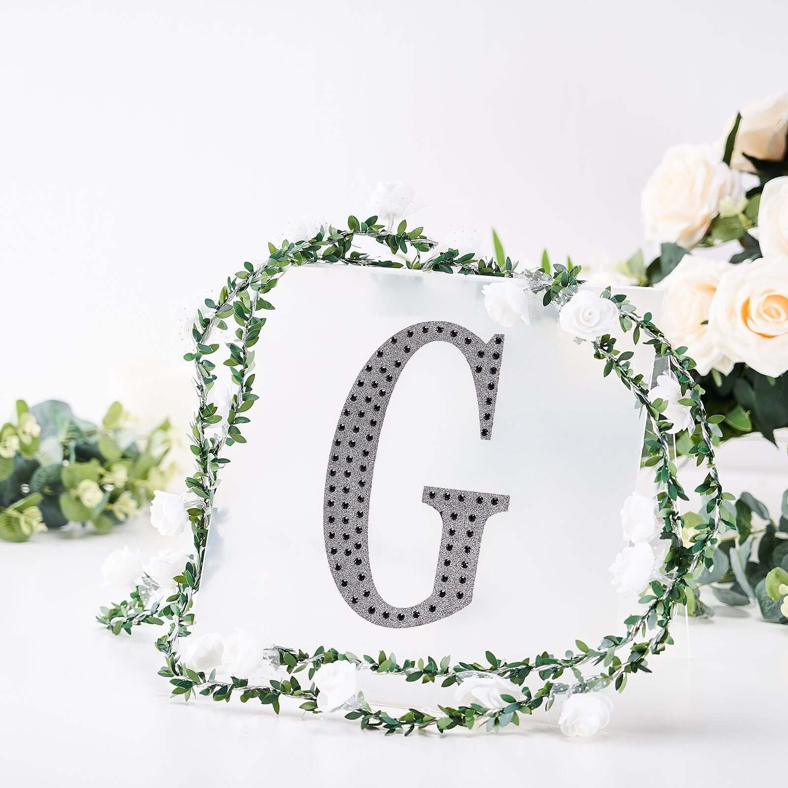 Decorative Rhinestone Alphabet "G" Letter Stickers, Glitter Adhesive Craft Letters Black DIY Sparkle Embellishments 8" - Image 7