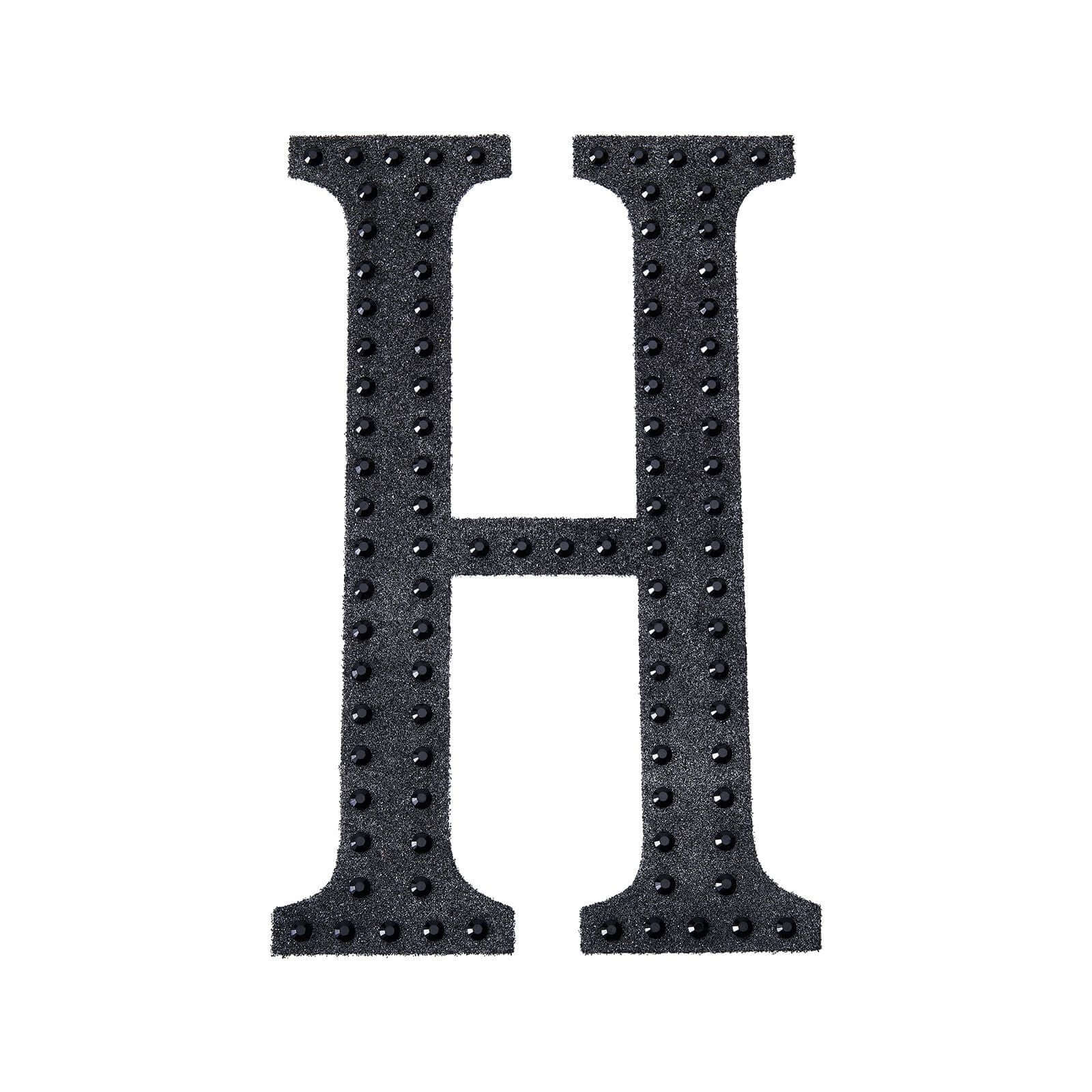 Decorative Rhinestone Alphabet "H" Letter Stickers 4", Black Glitter Adhesive Craft Letters - DIY Sparkle Embellishments - Image 6