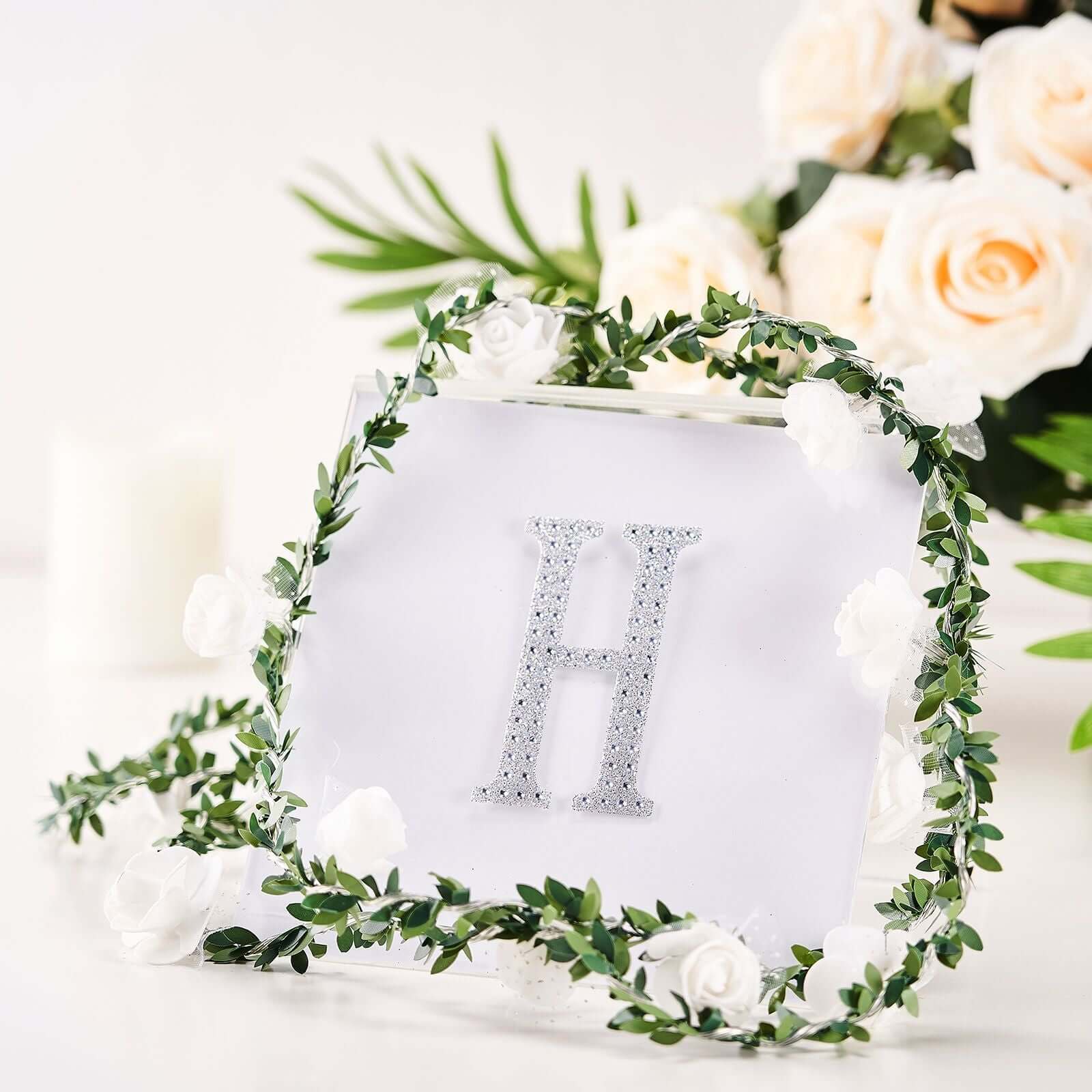 Decorative Rhinestone Alphabet "H" Letter Stickers 4", Silver Glitter Adhesive Craft Letters - DIY Sparkle Embellishments - Image 2