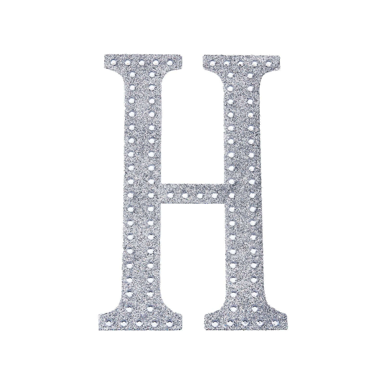 Decorative Rhinestone Alphabet "H" Letter Stickers 6", Silver Glitter Adhesive Craft Letters - DIY Sparkle Embellishments - Image 6