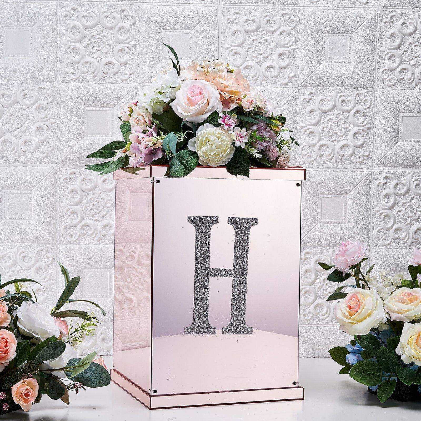 Decorative Rhinestone Alphabet "H" Letter Stickers 8", Silver Glitter Adhesive Craft Letters - DIY Sparkle Embellishments - Image 2