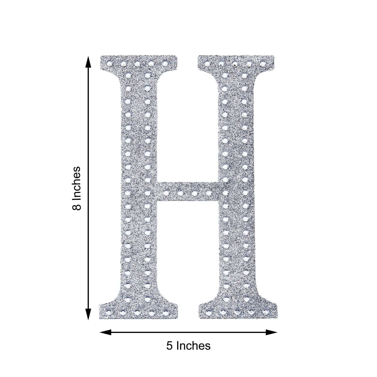 Decorative Rhinestone Alphabet "H" Letter Stickers 8", Silver Glitter Adhesive Craft Letters - DIY Sparkle Embellishments - Image 3